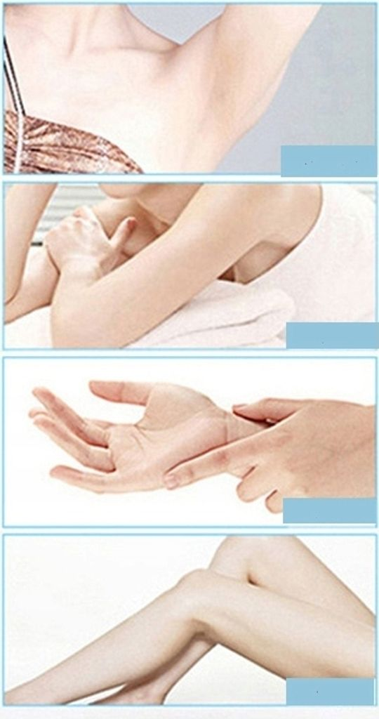 Nahaufnahme von Körperteilen: Achsel, Arm, Hand und Bein.