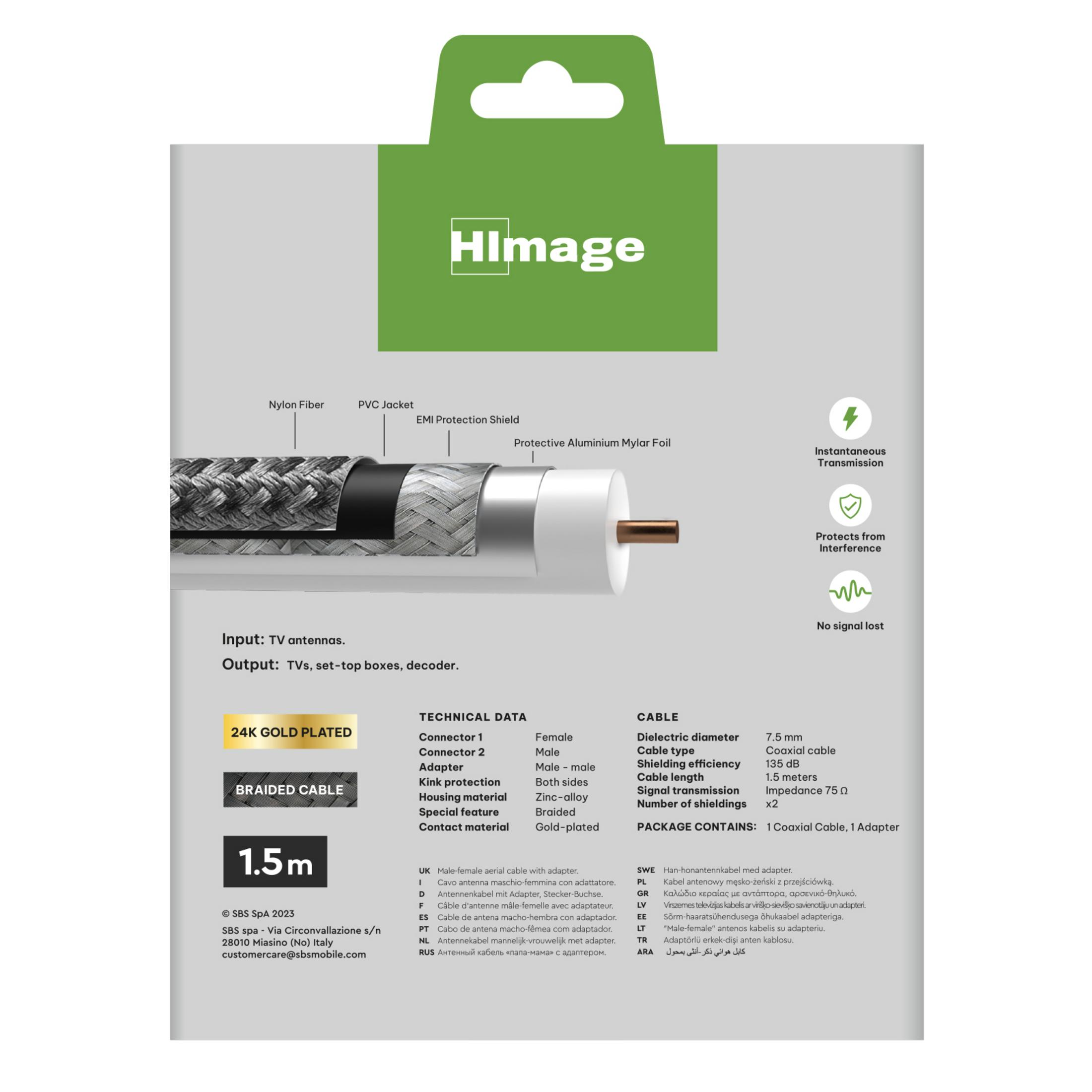 CAVO ANTENNA SBS HIAN135DB15MFADG