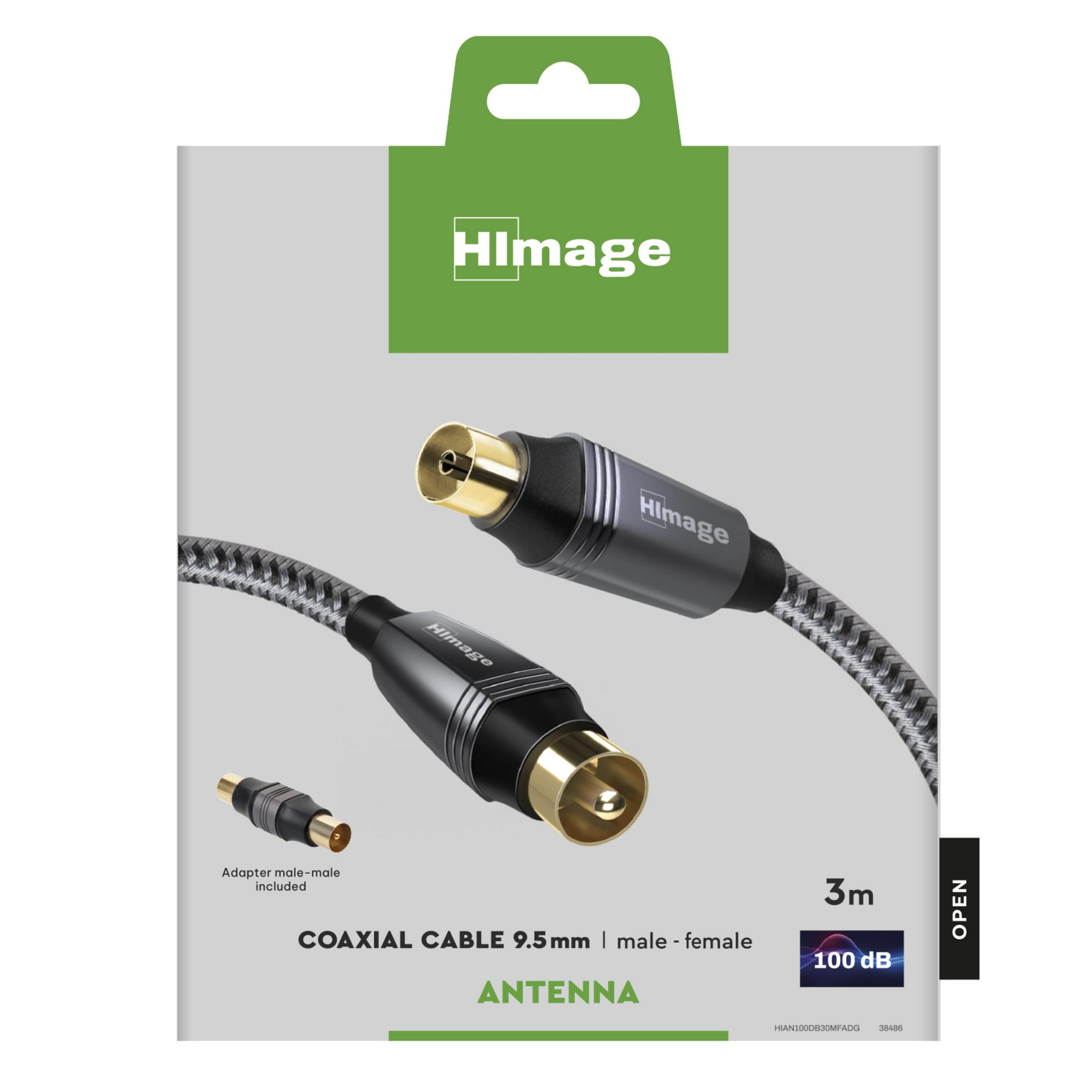 Cavo coassiale Himage 3m, 9,5mm, maschio-femmina, con adattatore.