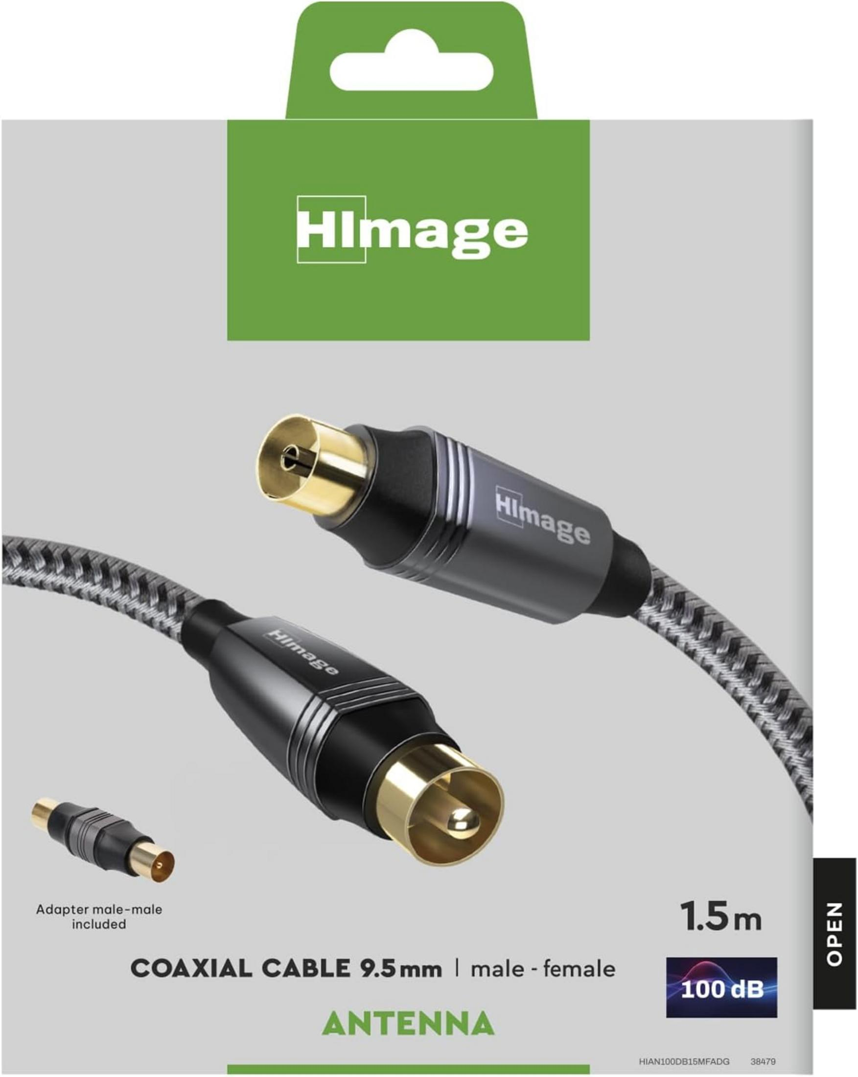 Cavo coassiale 1,5 m maschio-femmina, 9,5 mm, 100 dB, con adattatore