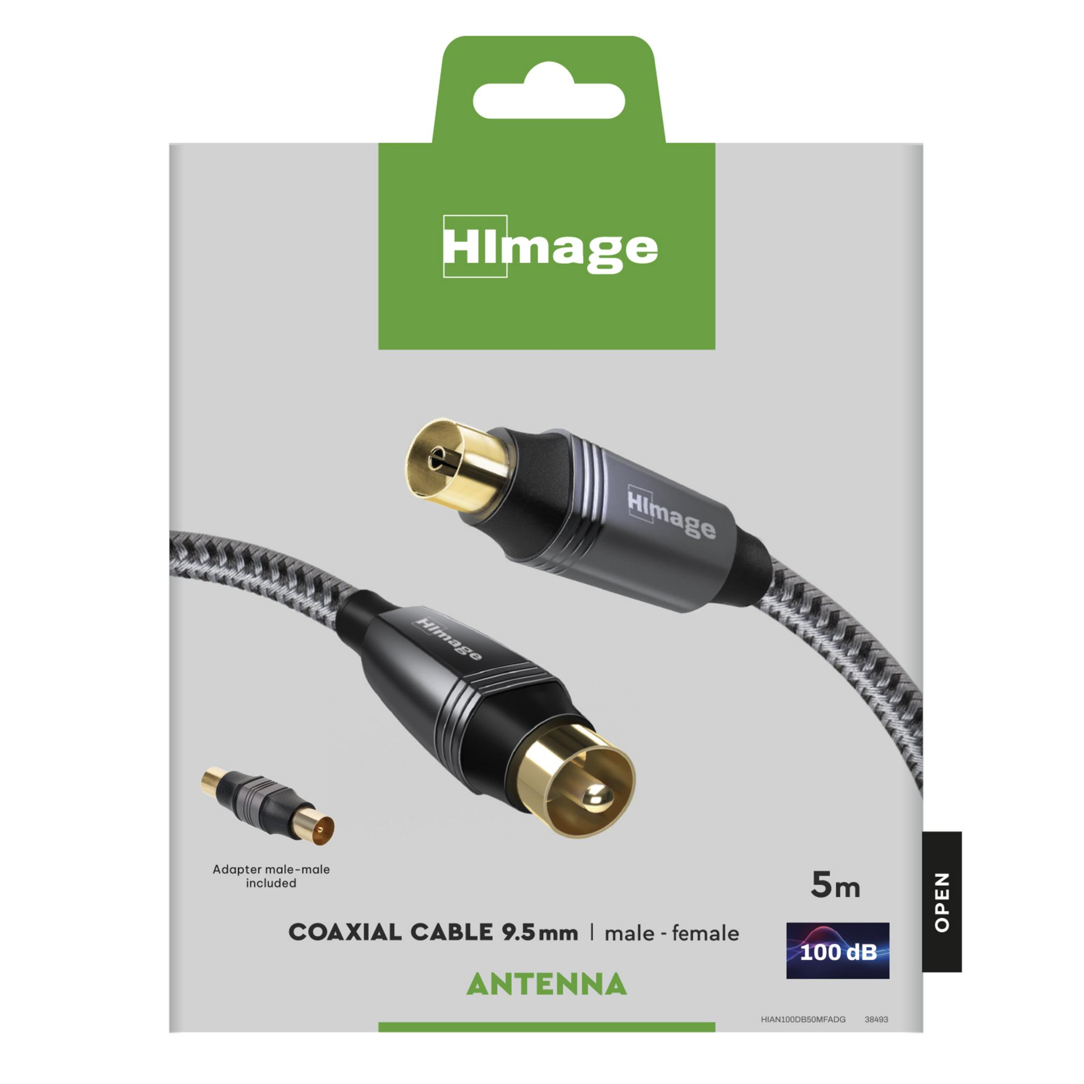 Cavo coassiale HImage, 5m, 100 dB, con adattatore, per antenna.