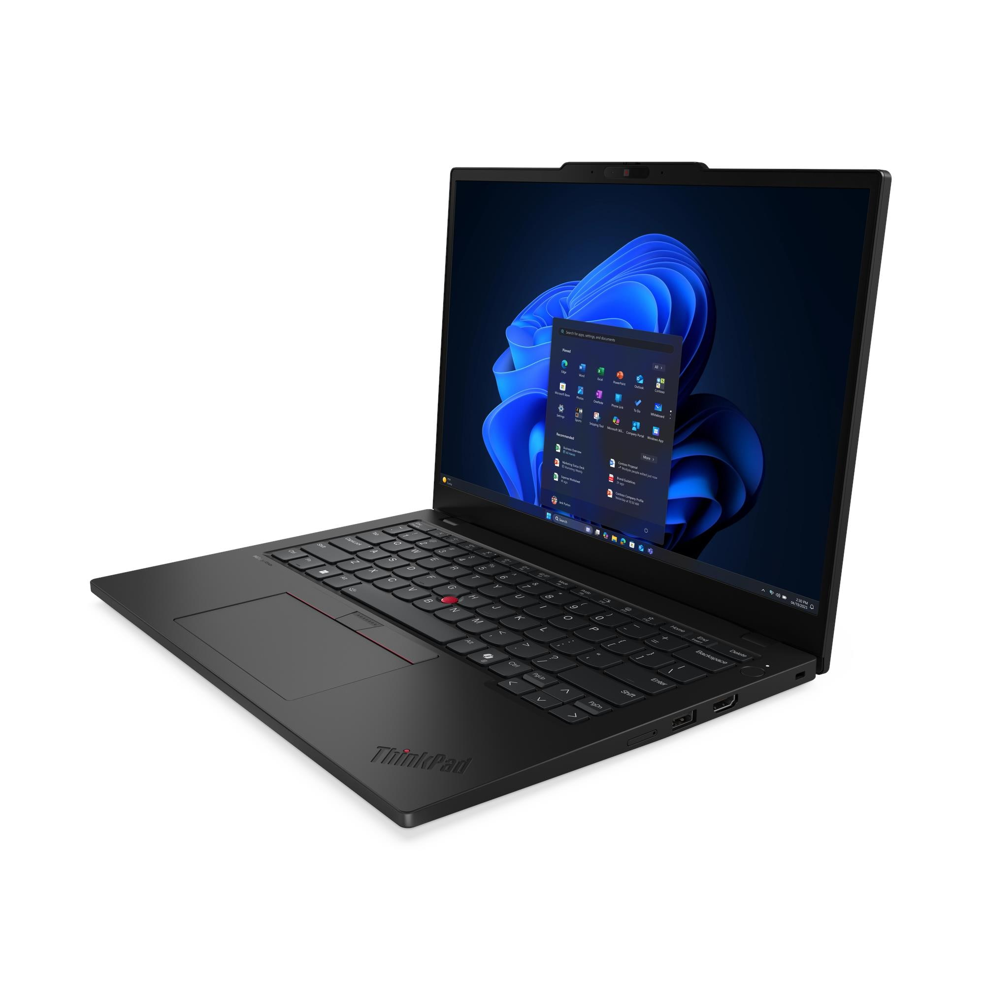 Laptop nero con schermo aperto, che mostra il menu Start di Windows con icone.
