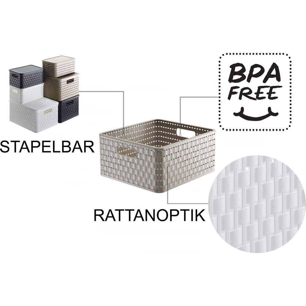 Sztaplowane kosze imitujące rattan, bez BPA