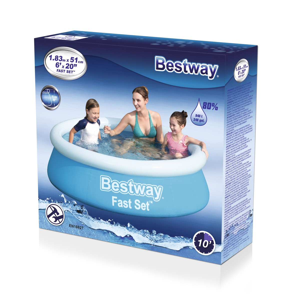 Bestway Fast Set Pool mit Mutter und Kindern. 1.83m x 51cm.