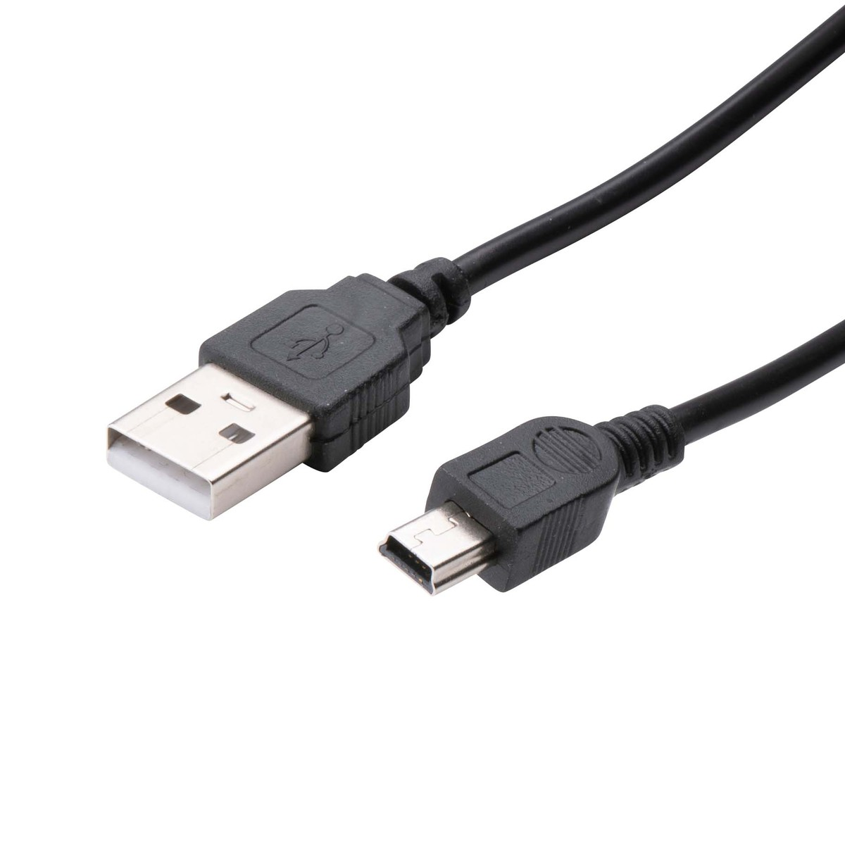 Un cavo USB nero con connettore USB-A e connettore Micro-USB.