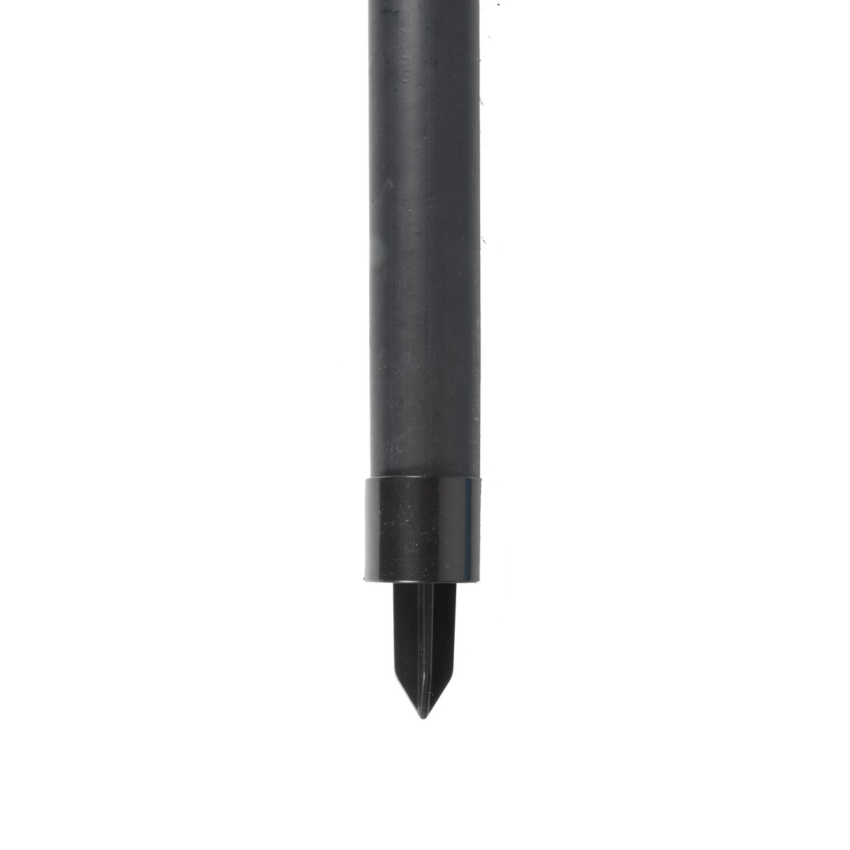 A black ground spike with a pointed end on a white background.