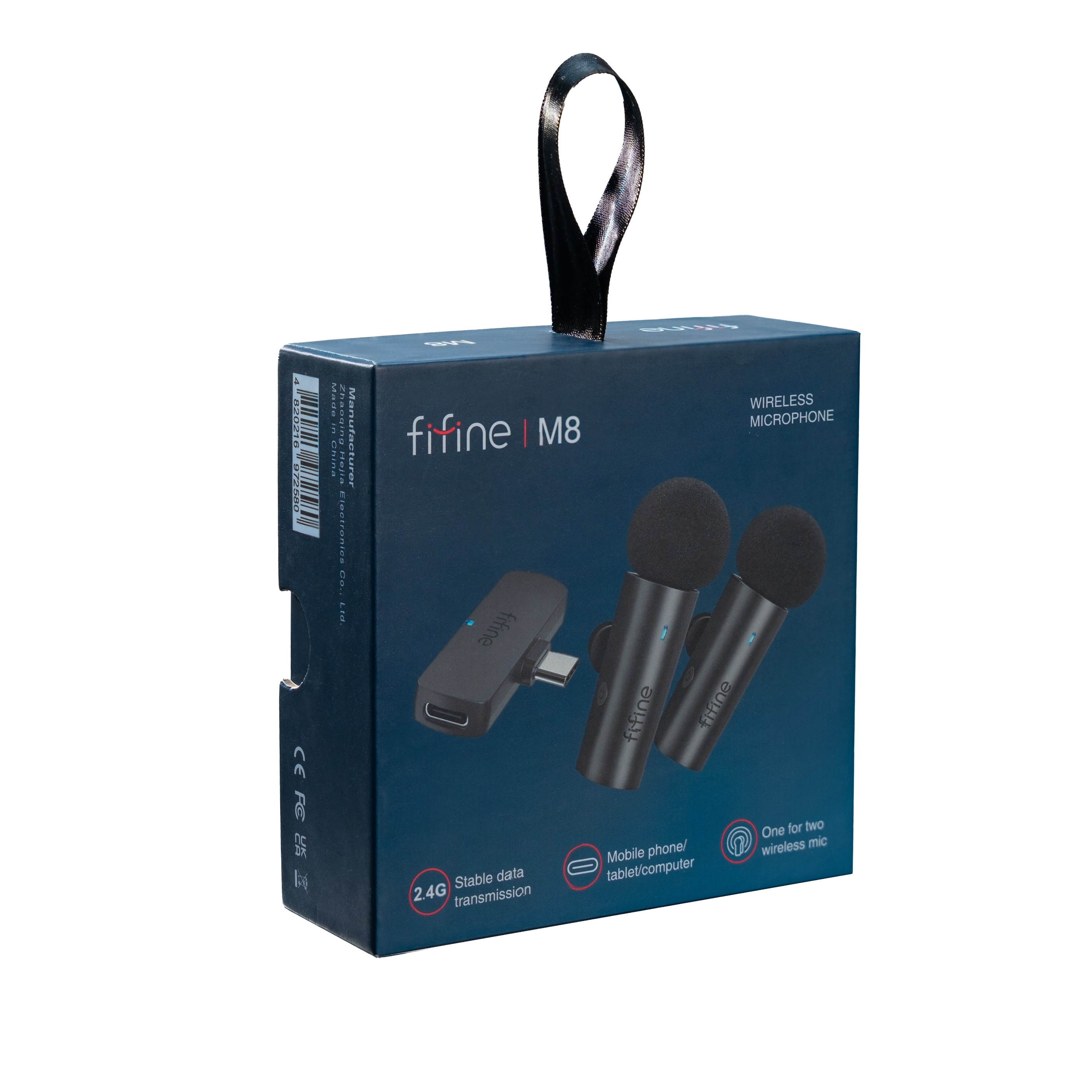 Opakowanie bezprzewodowego zestawu dwóch mikrofonów z nadajnikiem USB-C.