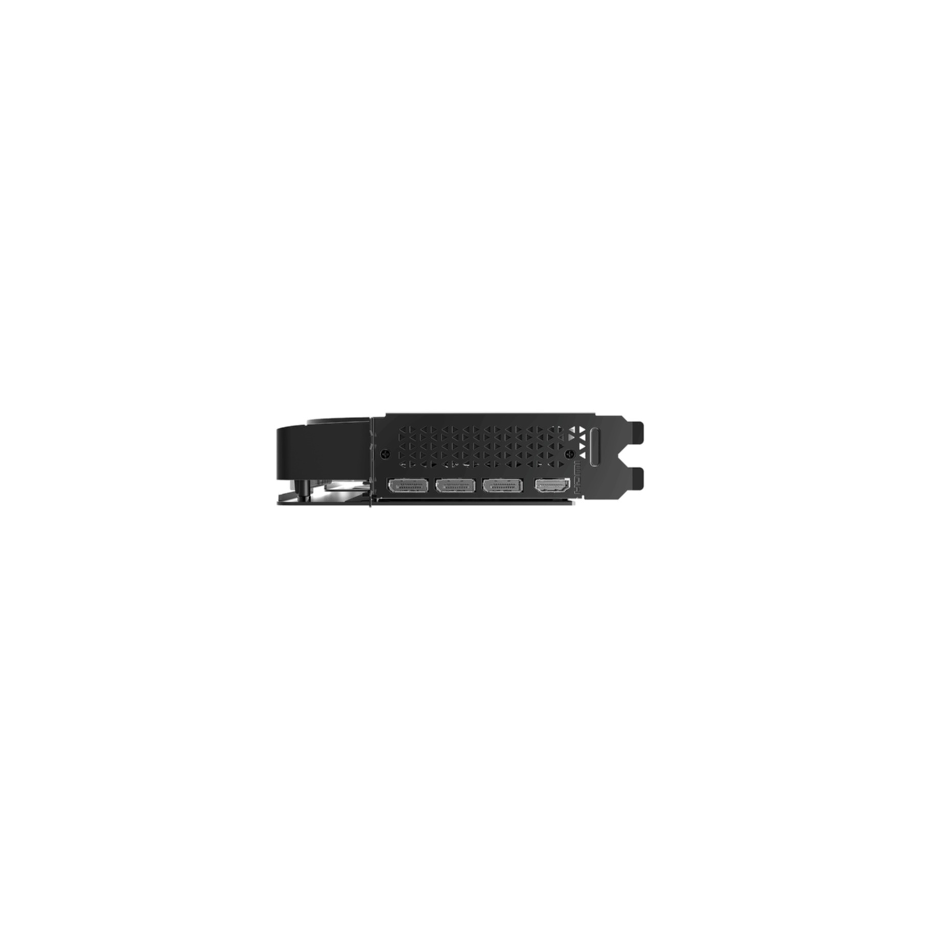 Un connettore per scheda grafica nero con più porte HDMI.