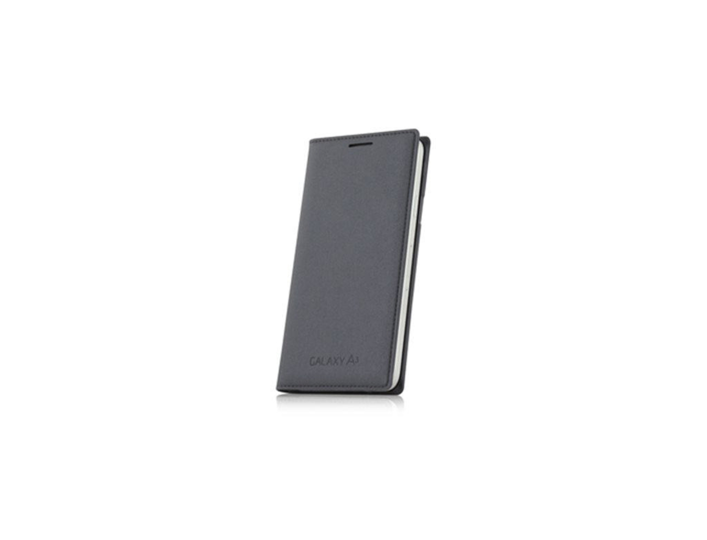 Custodia a libro grigia per telefono con testo GALAXY A3.