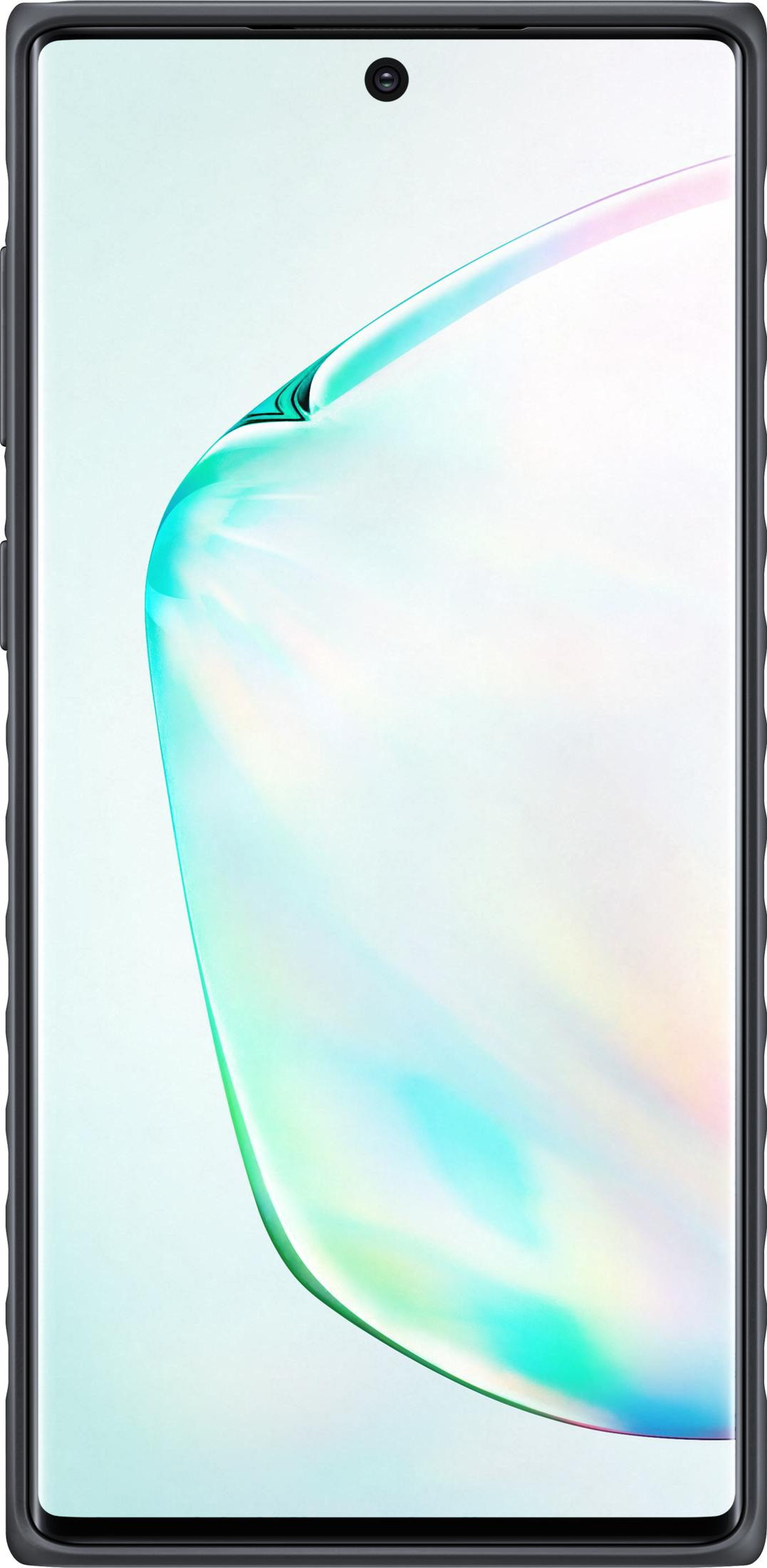 Uno smartphone con cornice nera e schermo color degradé.