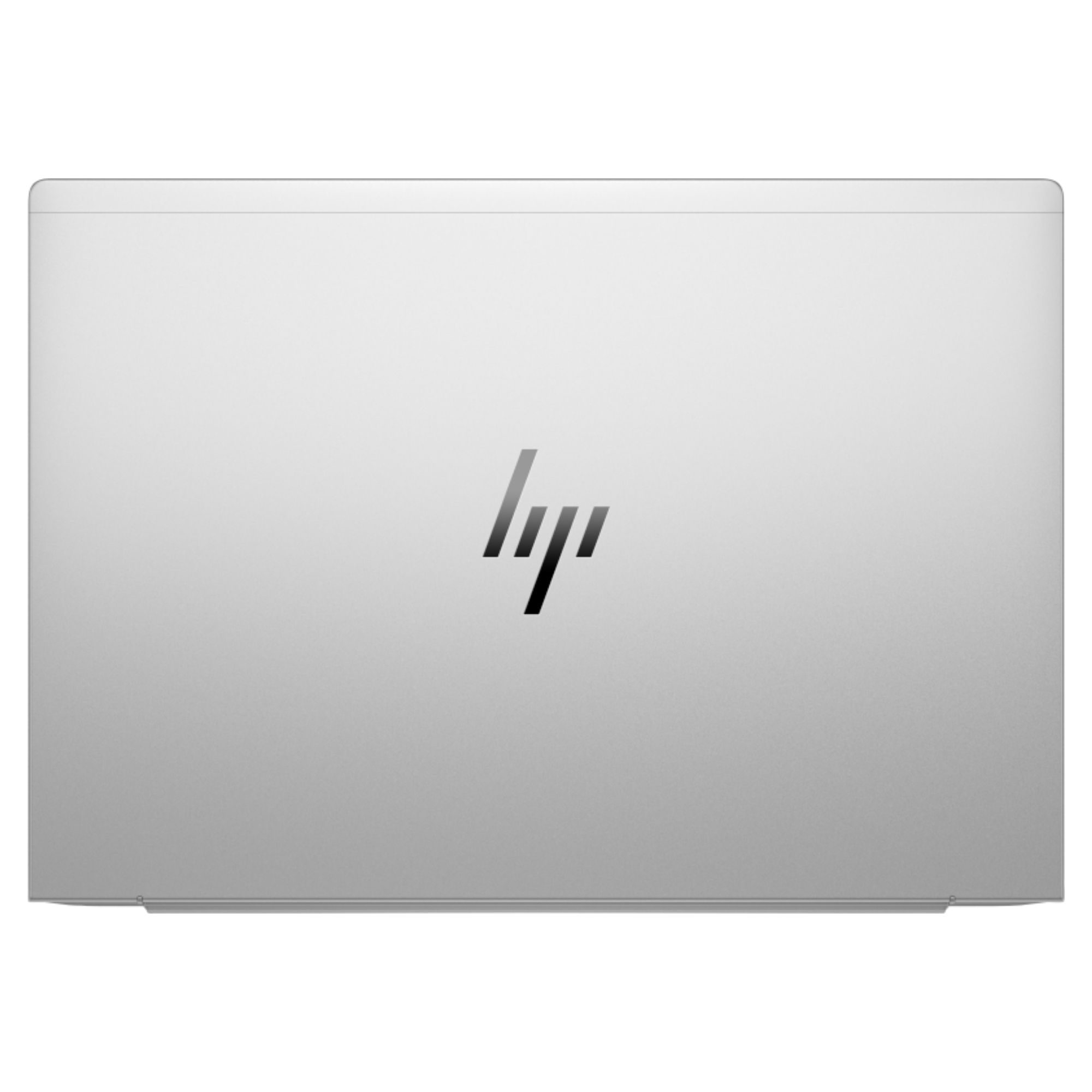 Gümüş rengi, kapağın ortasında HP logosu bulunan bir dizüstü bilgisayar.