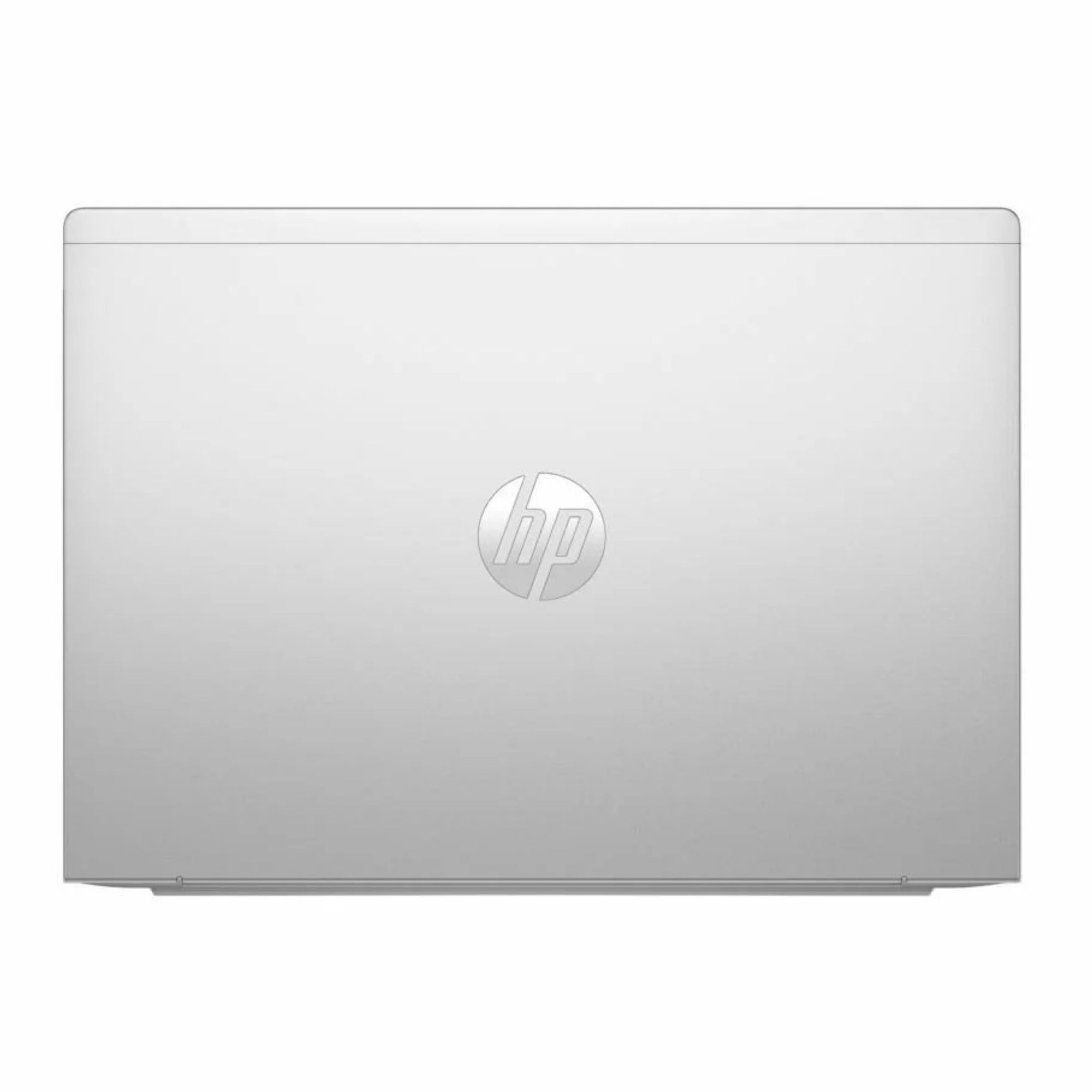 Ortasında logo bulunan kapalı gümüş rengi HP dizüstü bilgisayar.