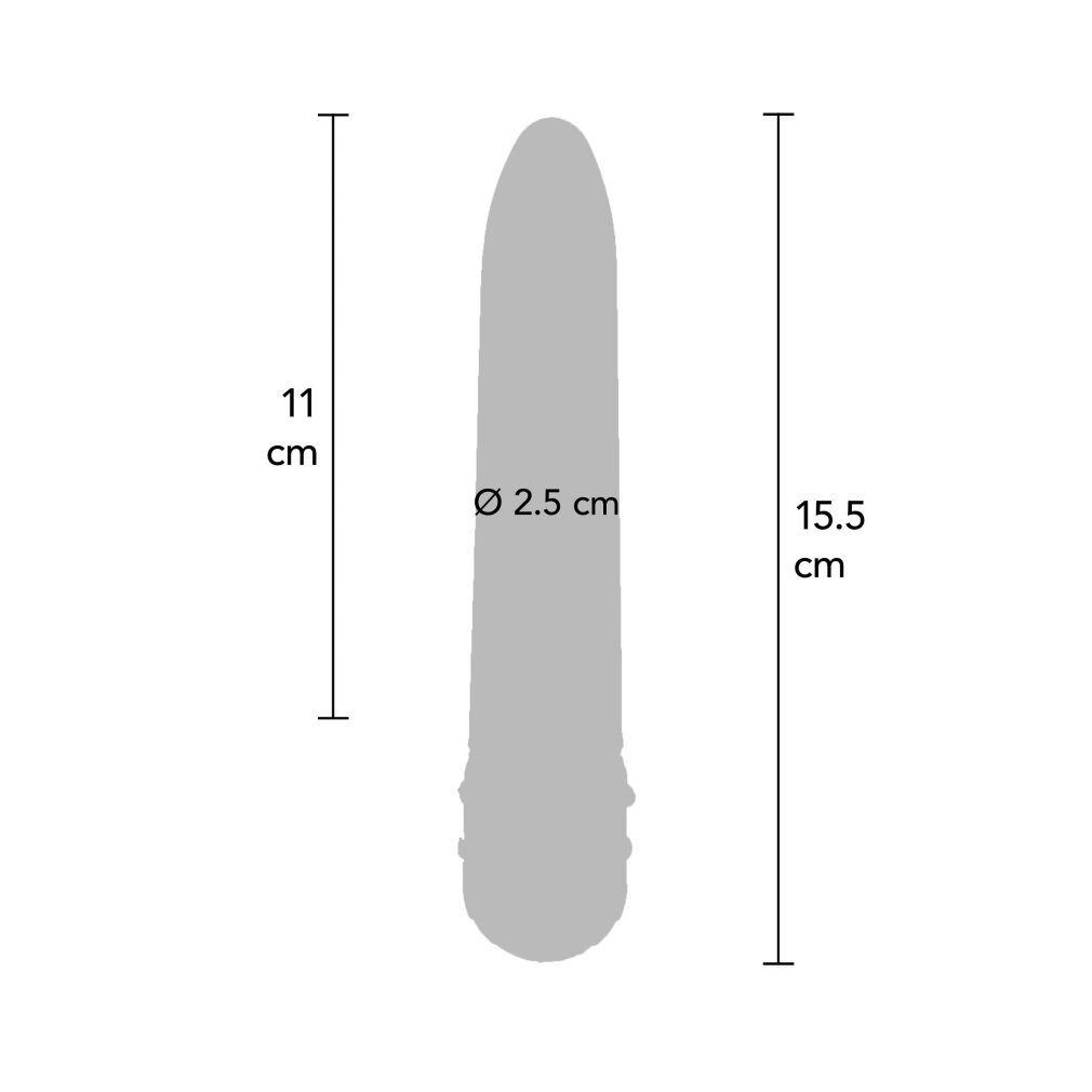 Grauer Gegenstand mit Maßen 11 cm, 2,5 cm und 15,5 cm.