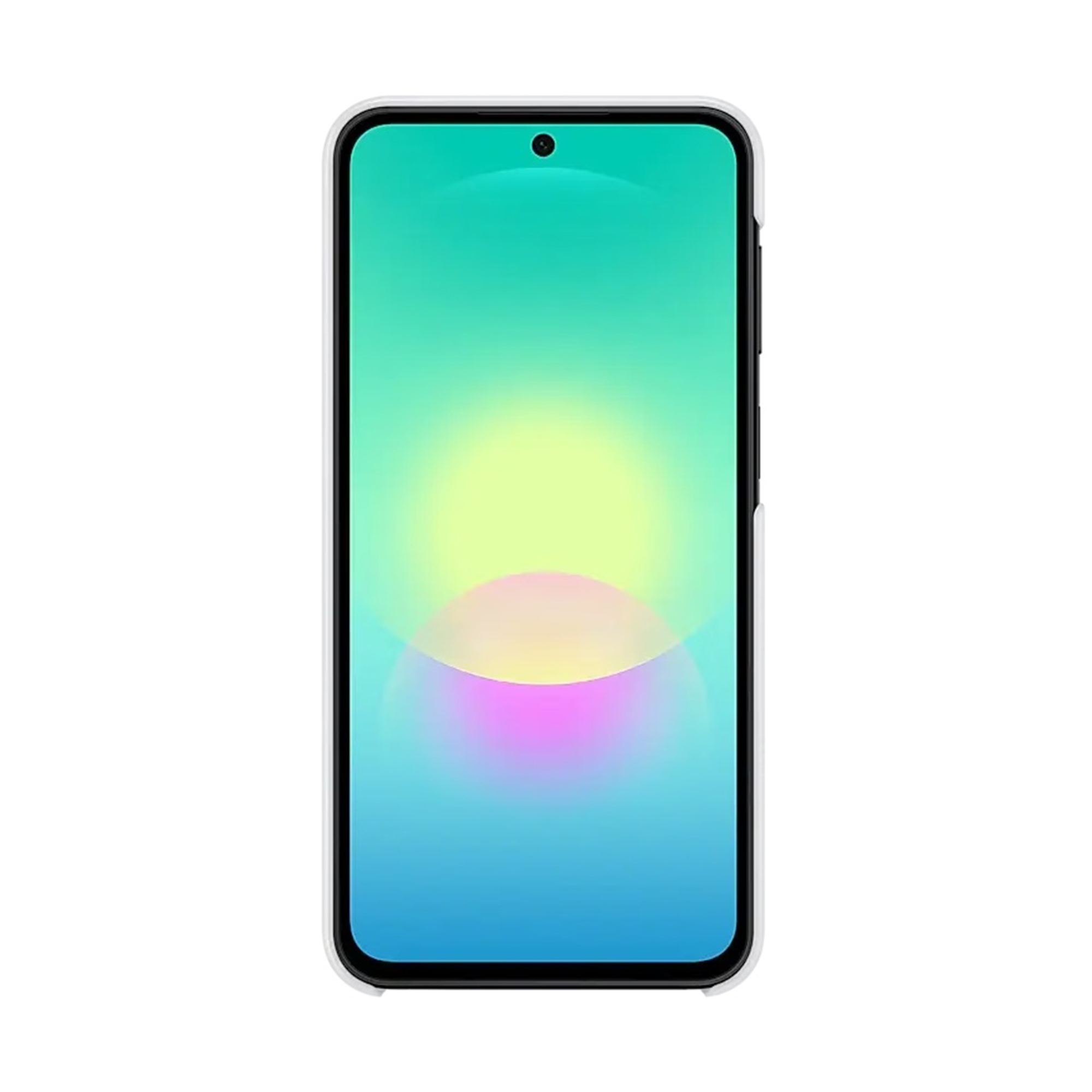 Uno smartphone con uno sfondo colorato che mostra una forma circolare.