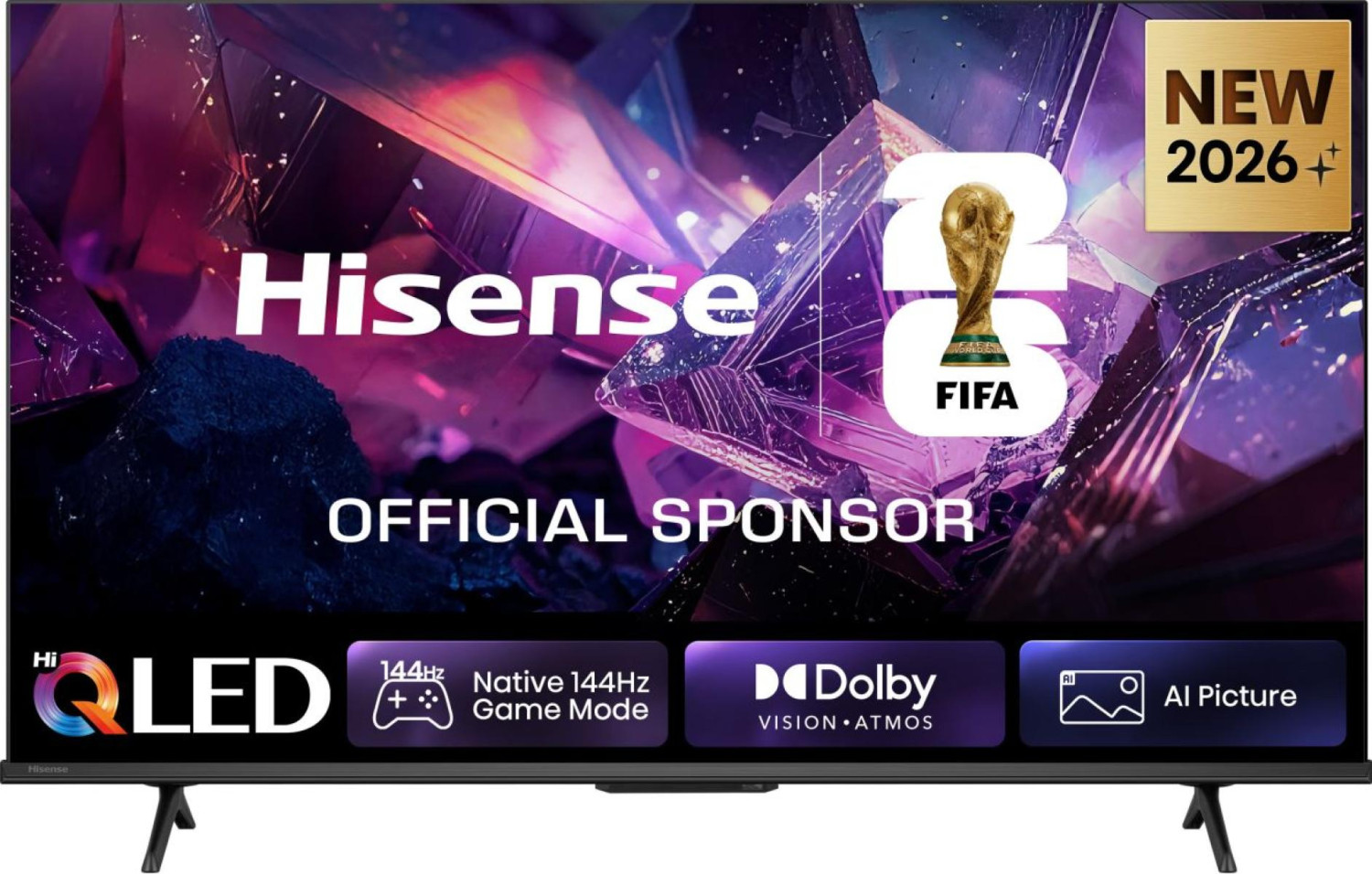 TV Hisense QLED con logo FIFA, sponsor ufficiale 2026. Con Dolby Vision.