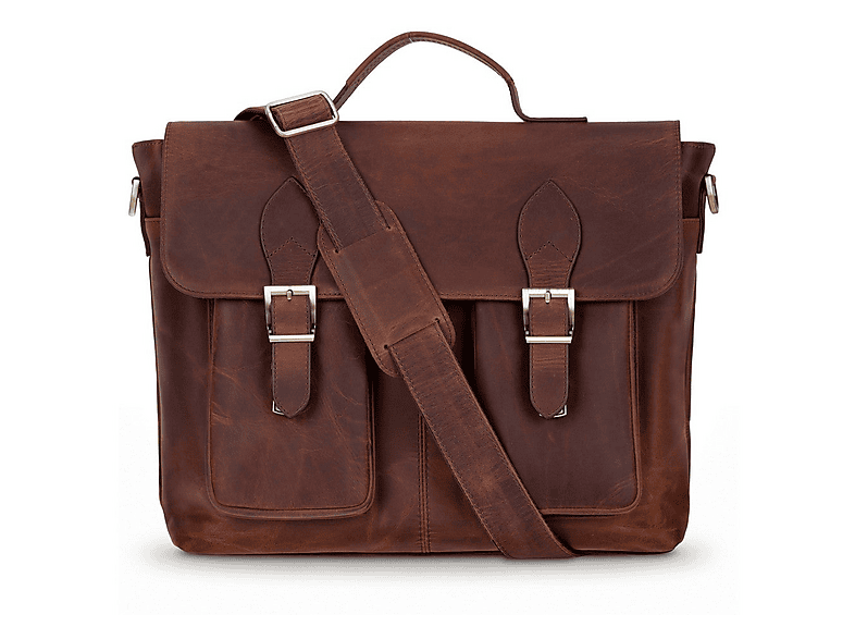 BLOOMINBAG Rivoli Saddle Heritage Hakiki Deri 14 inç Laptop ve Evrak Çantası Kahverengi