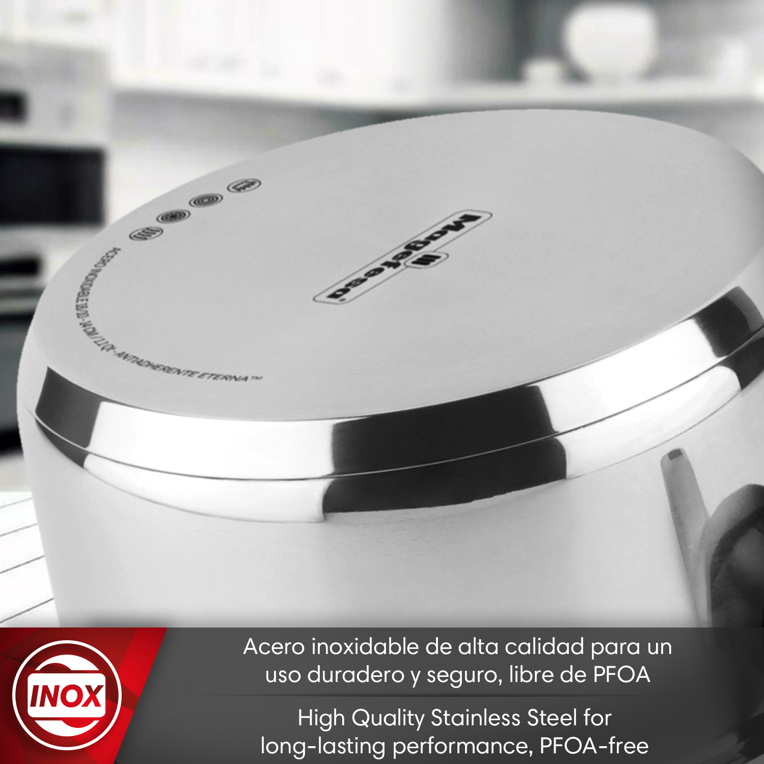 Acero inoxidable de alta calidad, duradero y libre de PFOA.