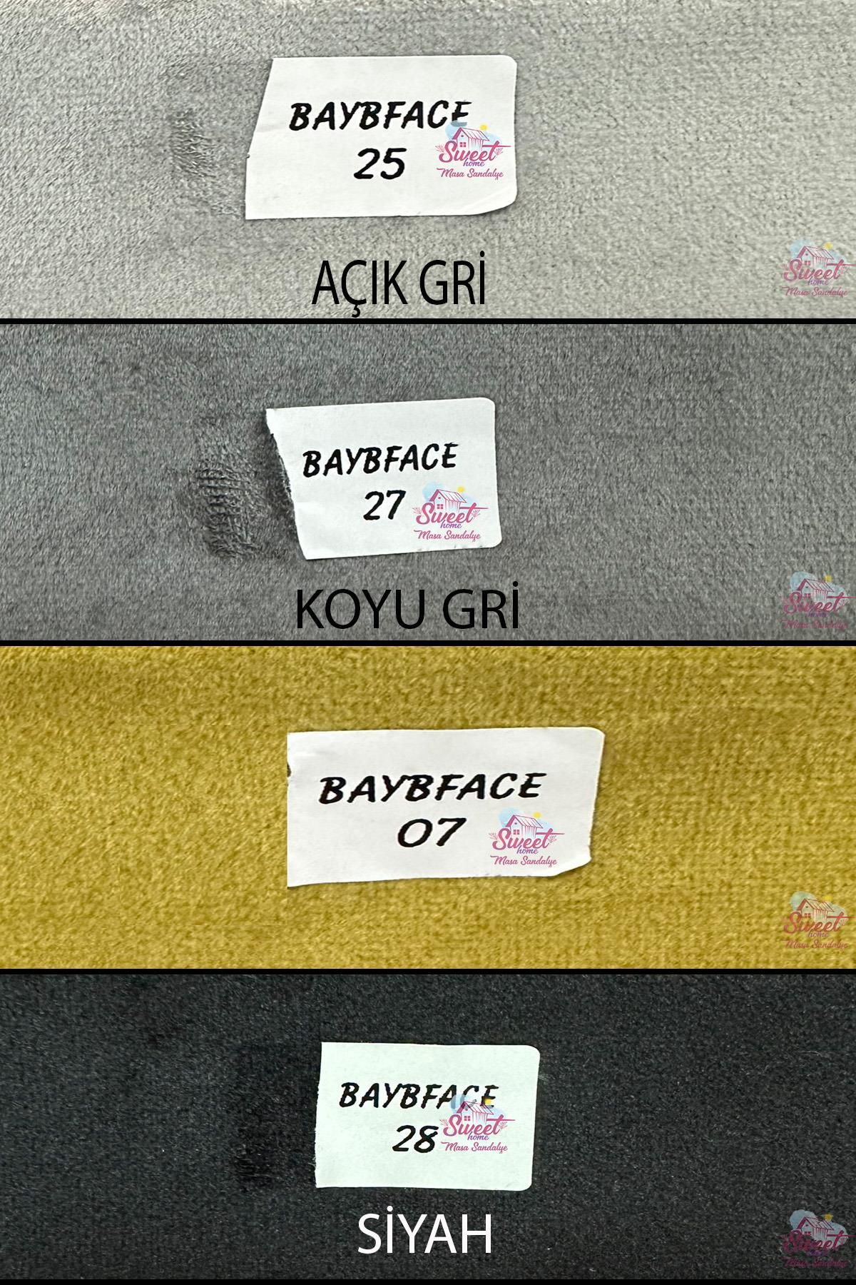 Dört kumaş örneği: açık gri, koyu gri, hardal sarısı, siyah.