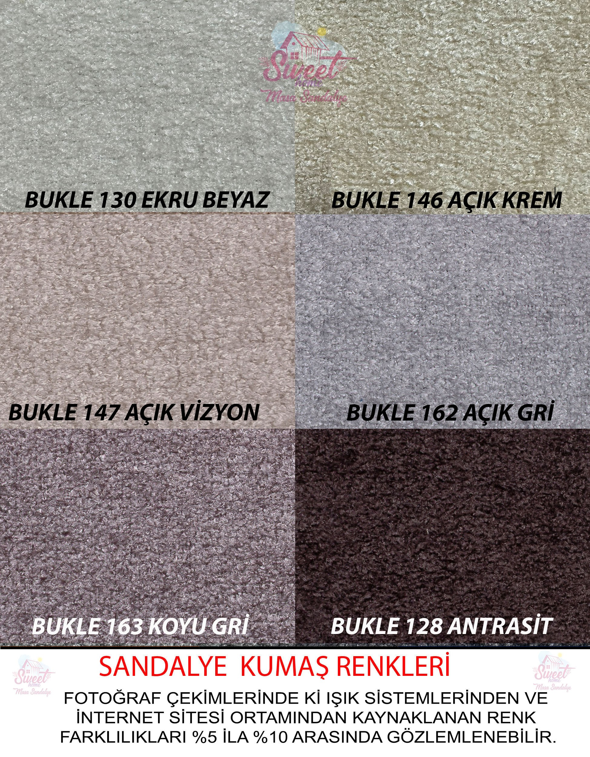 Çeşitli gri ve krem tonlarında altı sandalye kumaşı örneği.