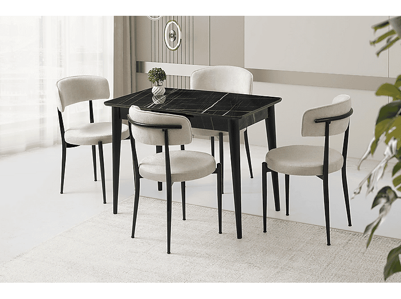 SWEET HOME MASA SANDALYE Açılır 60x100 cm Mini Silva Sonata Masa 4 Adet Gözde Masa Sandalye Takımı