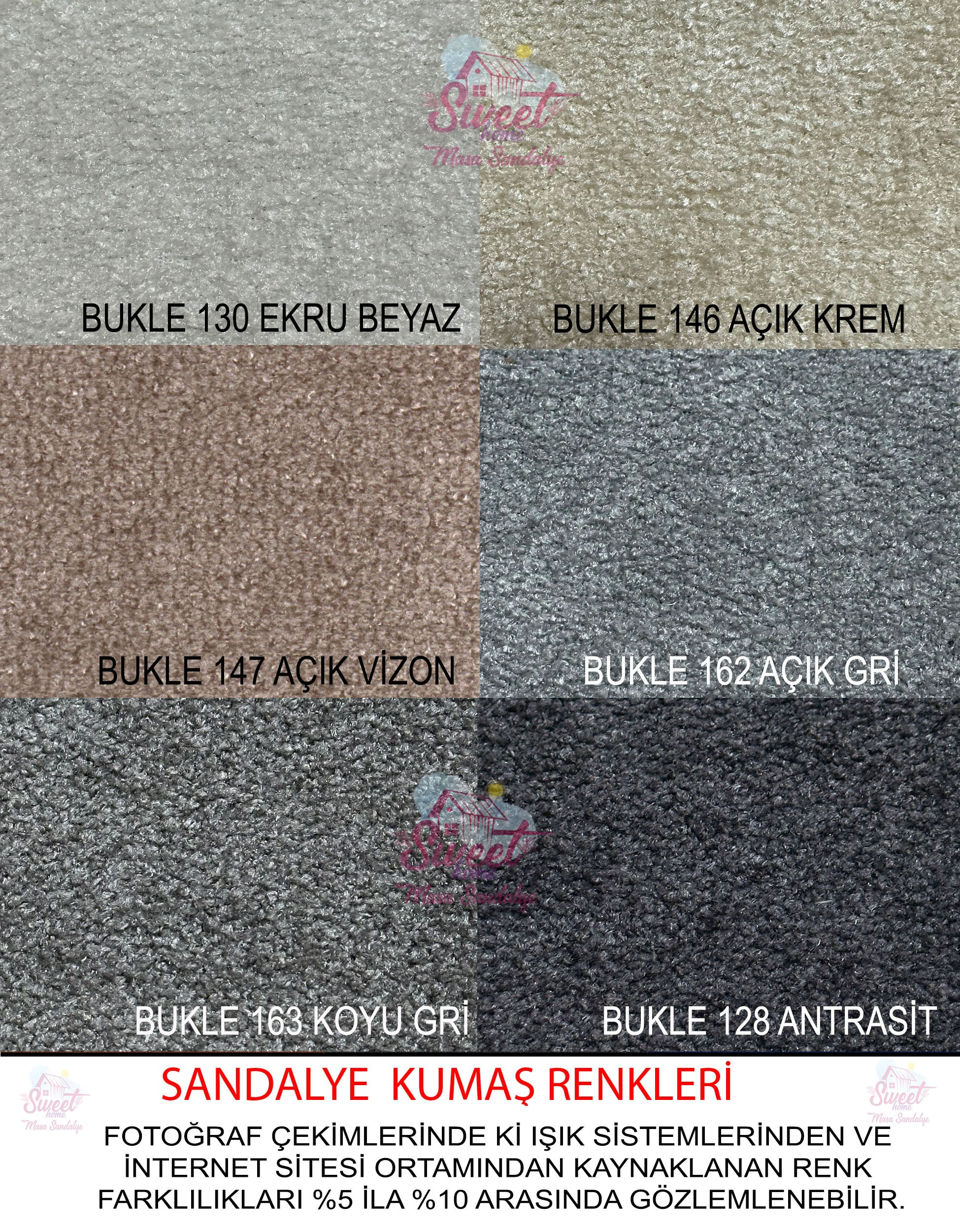 Dört kumaş örneği: açık gri, krem, bej, koyu gri.