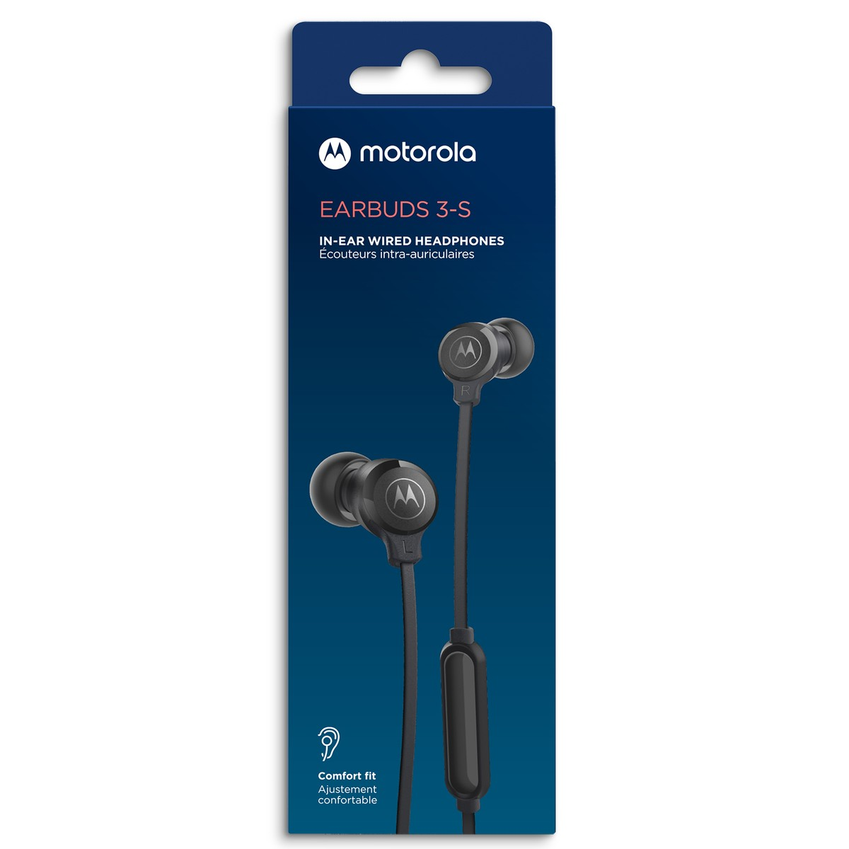 Confezione auricolari in-ear cablati Motorola 3-S, neri.