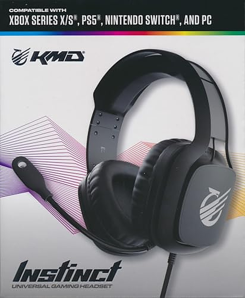 Grauer KMD Instinct Gaming-Headset mit Mikrofon, kompatibel mit Xbox, PS5, Switch, PC.