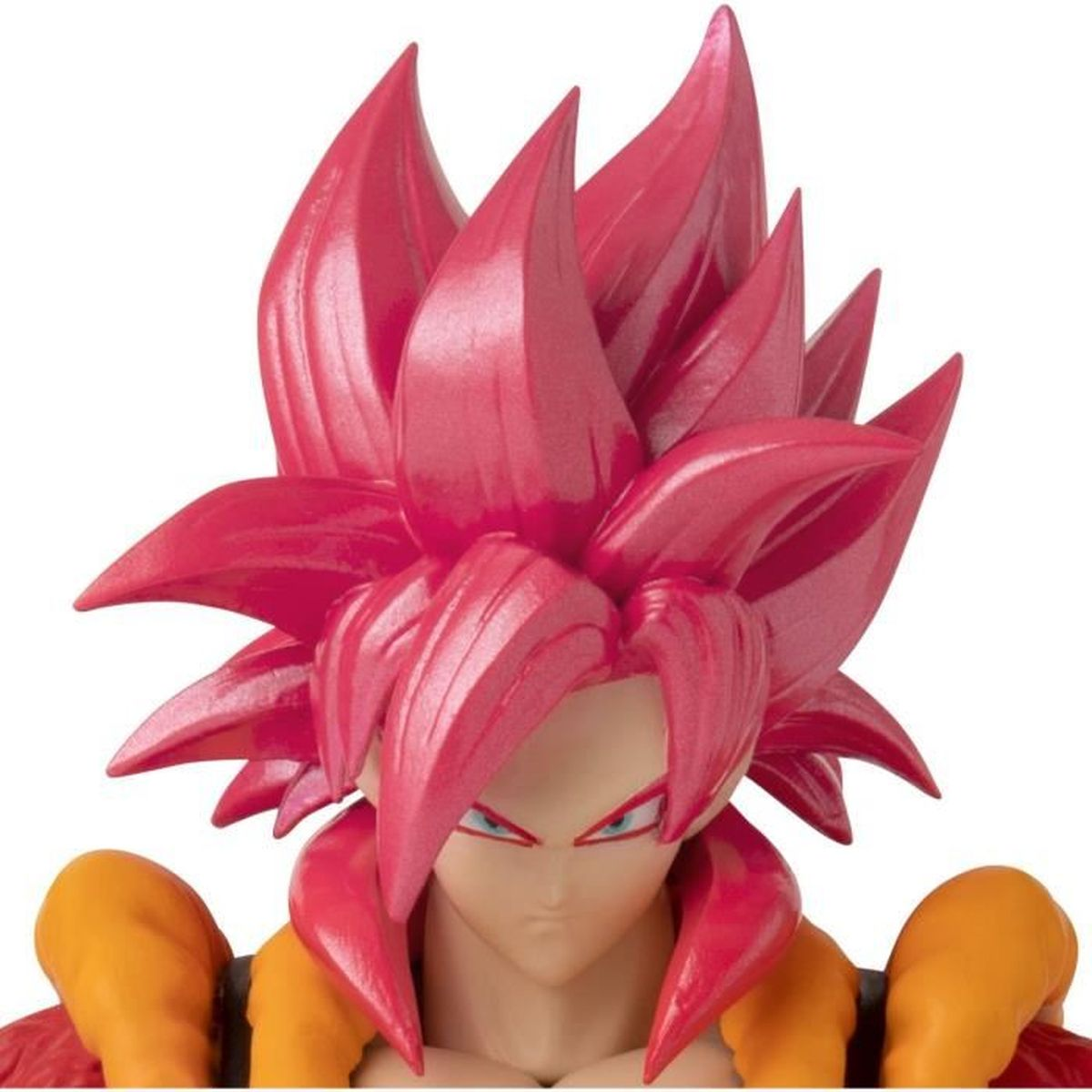 Eine Actionfigur mit leuchtend roten Haaren und blauen Augen.