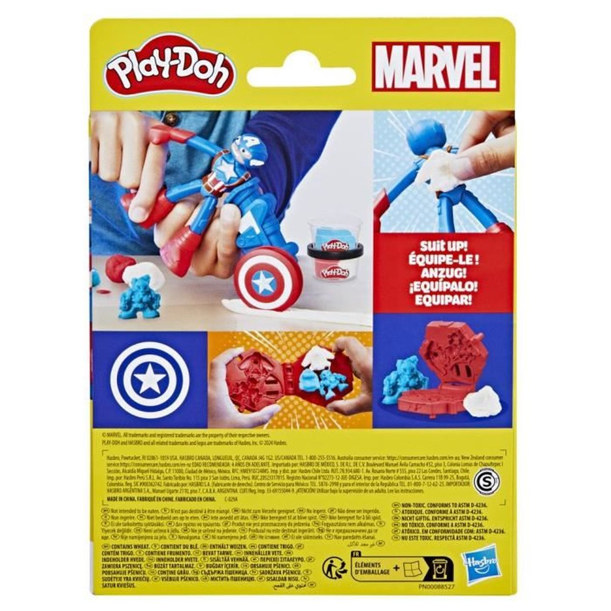 Set Play-Doh Marvel con figura de Capitán América y accesorios. Incluye masa.