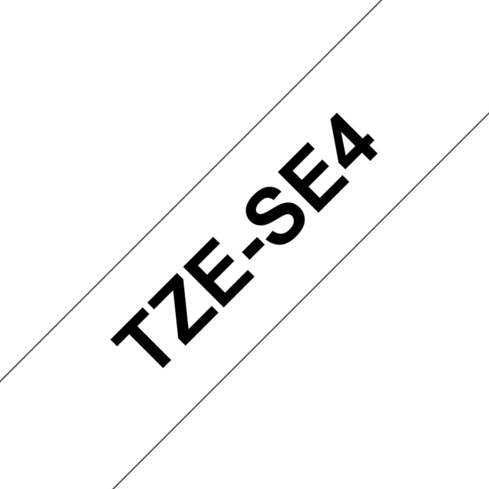 Schwarzer Text TZE-SE4 auf weißem diagonalem Band.