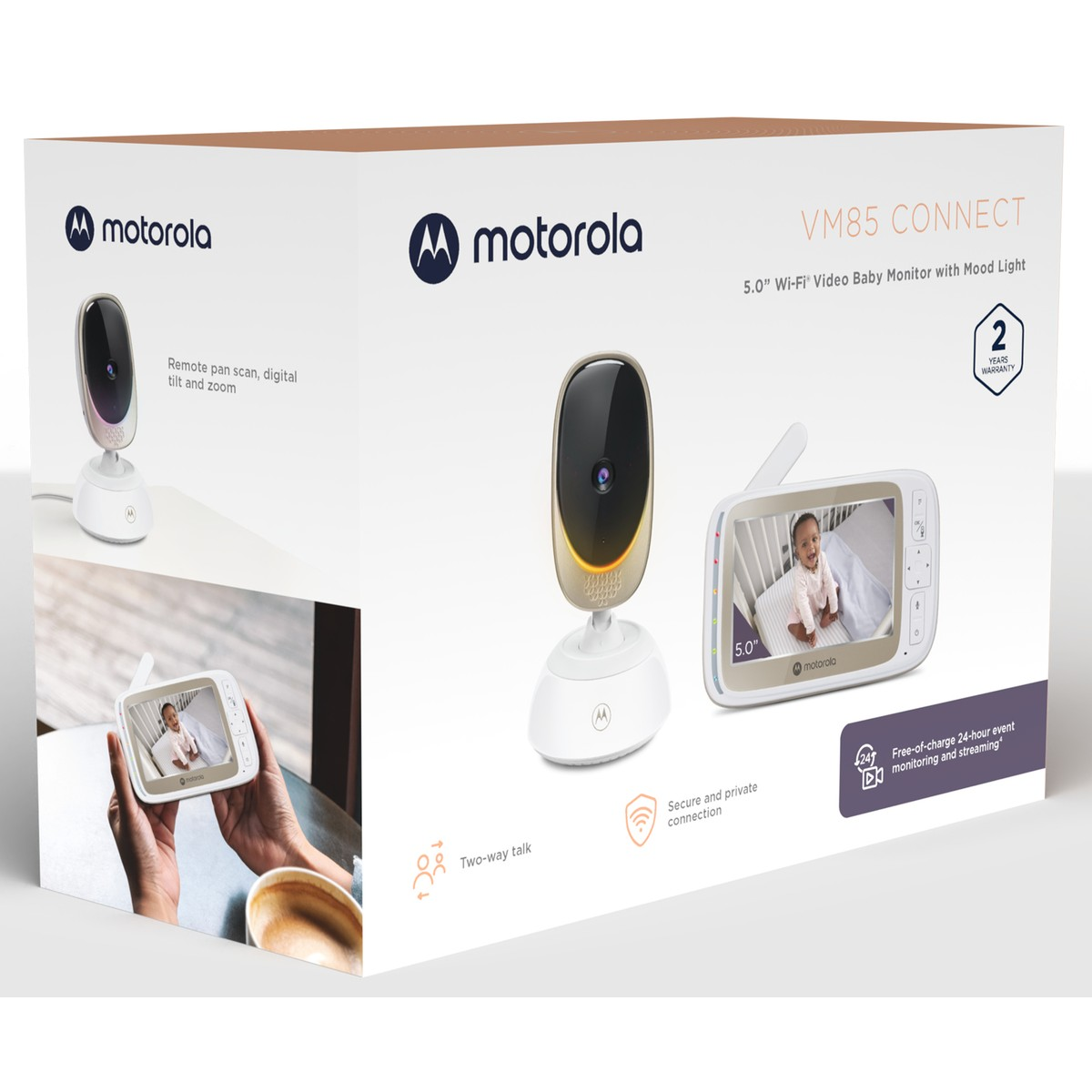 Motorola Baby Monitor VM85 CONNECT: 5.0" Wi-Fi Video Baby Monitor with Mood Light.