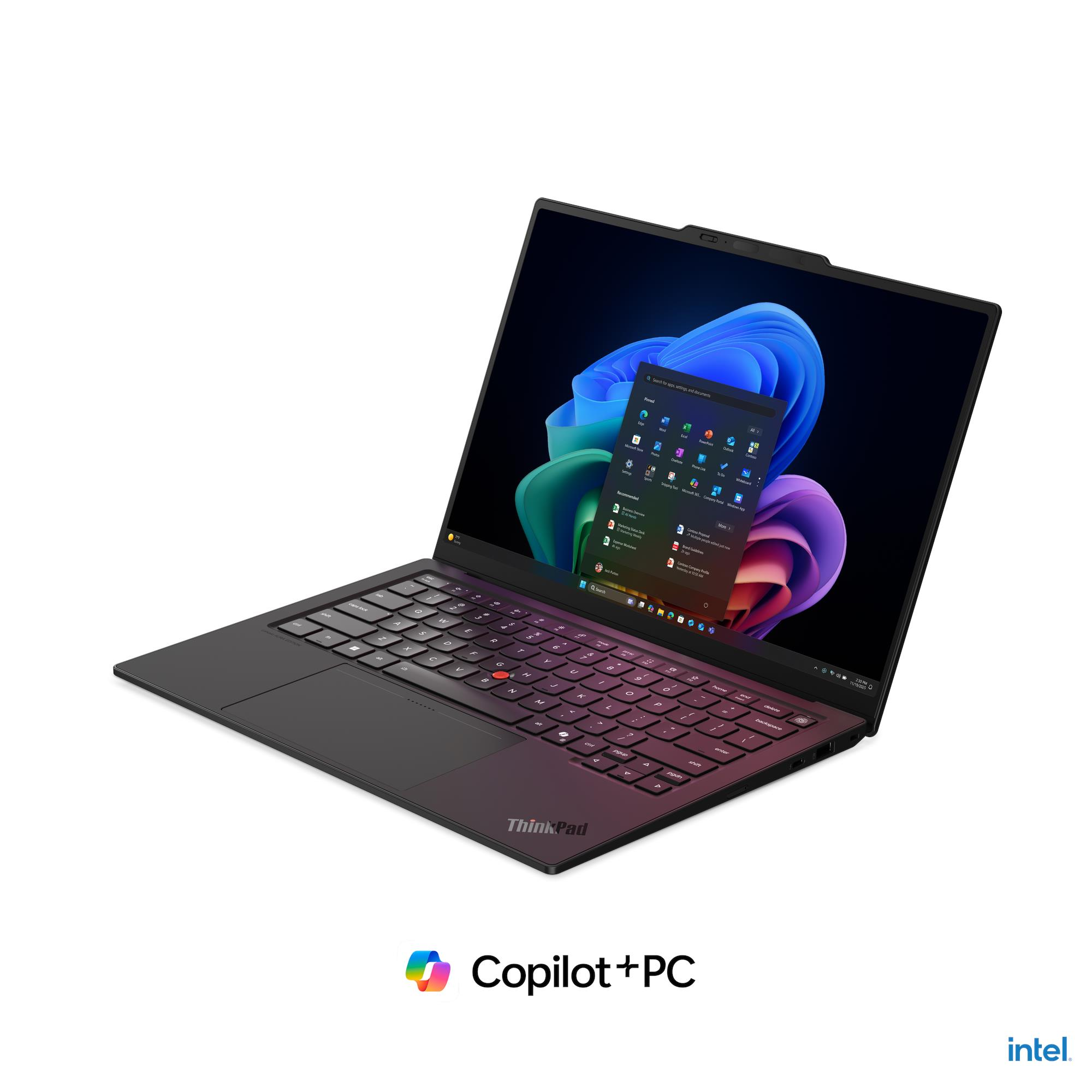 Un laptop nero con tastiera retroilluminata e menu Start visualizzato.