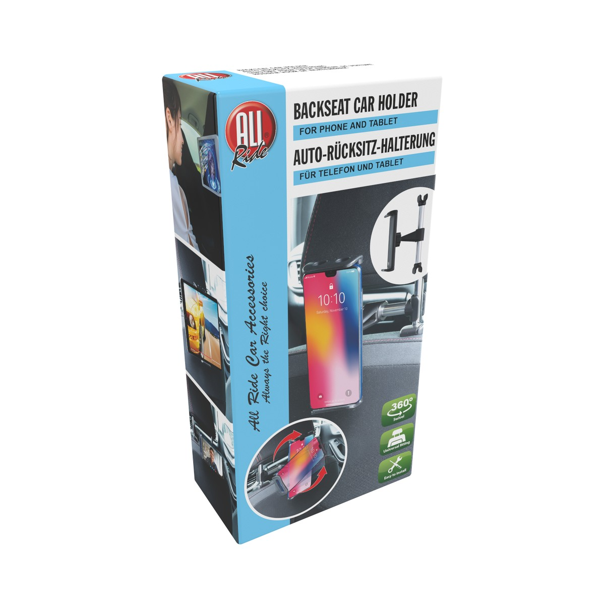 Emballage d'un support arrière de voiture pour téléphone et tablette.