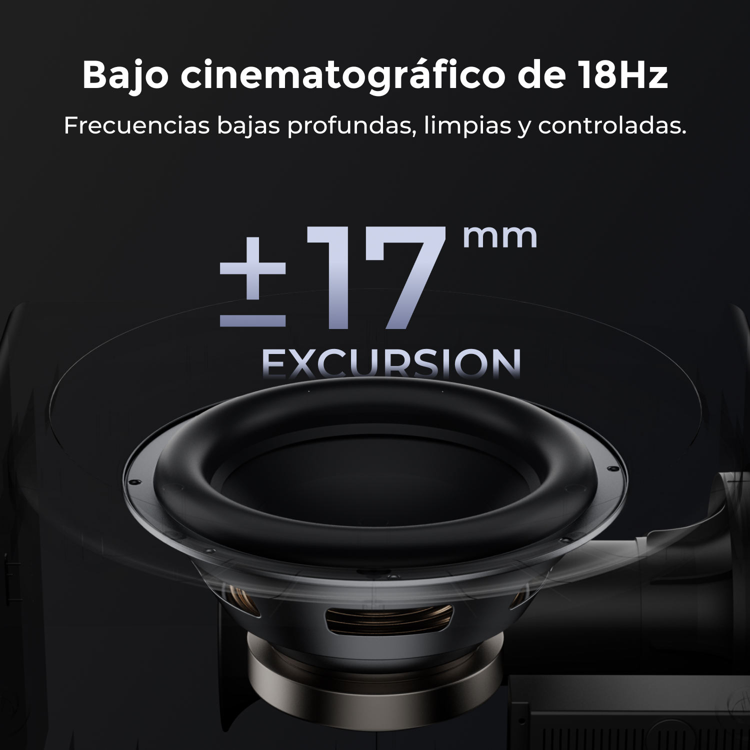 Un subwoofer da 18Hz con 17mm di escursione.