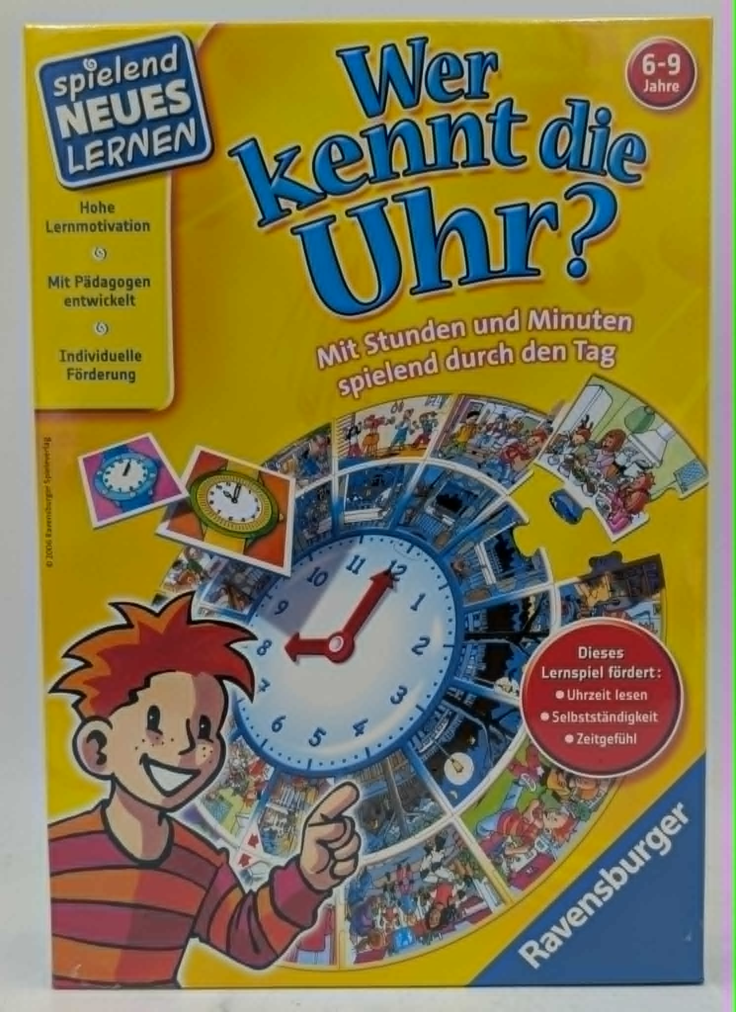 Brettspiel "Wer kennt die Uhr?" von Ravensburger für Kinder 6-9 Jahre.