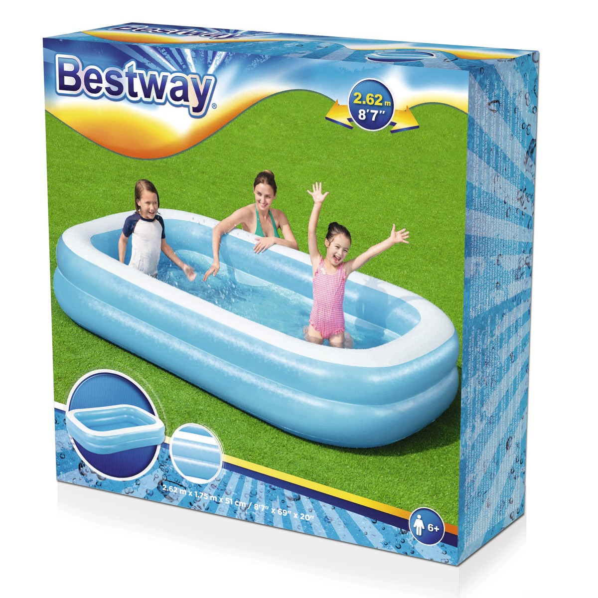 Piscina gonfiabile Bestway con famiglia sull'erba.