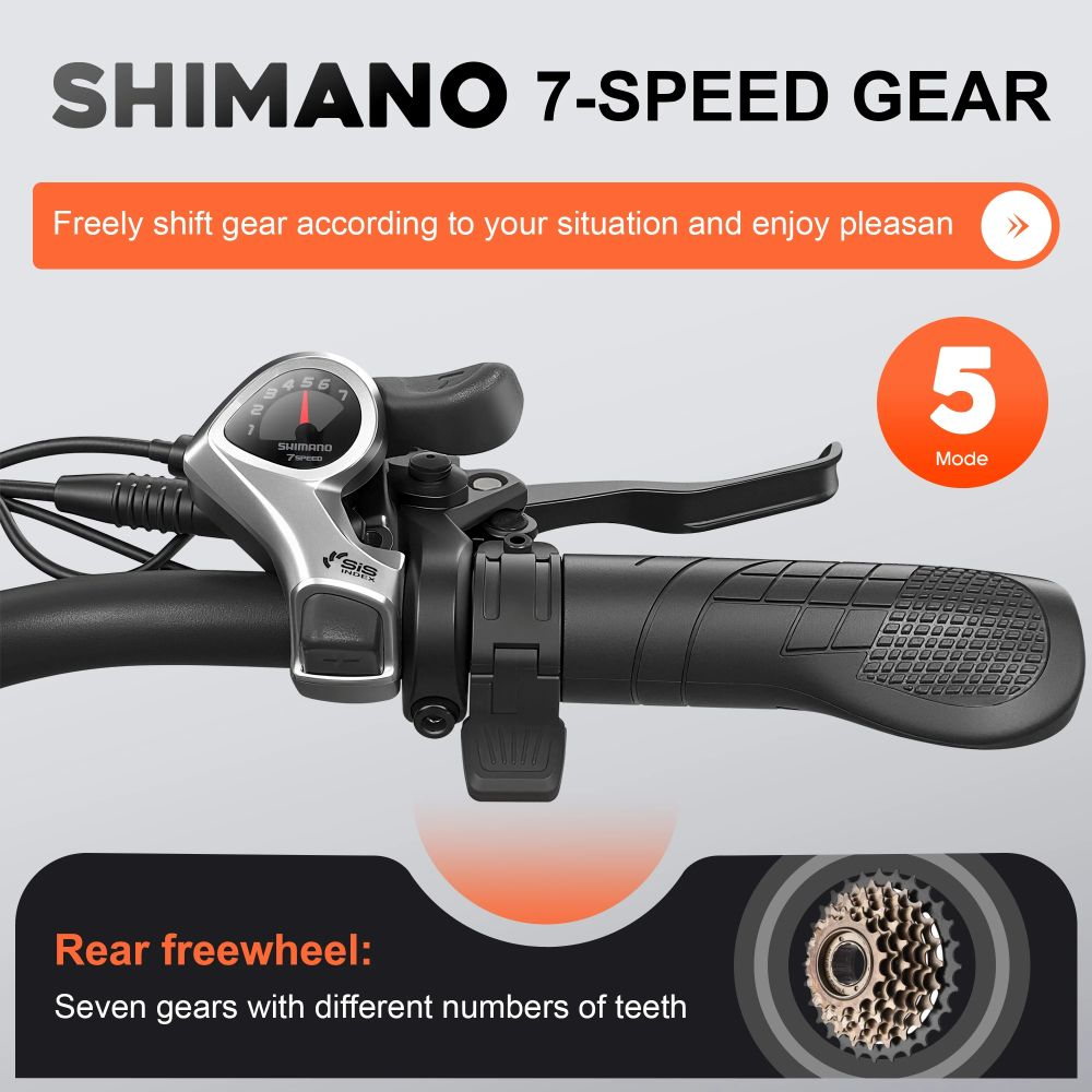 Comando cambio Shimano 7 velocità con indicatore e impugnatura.