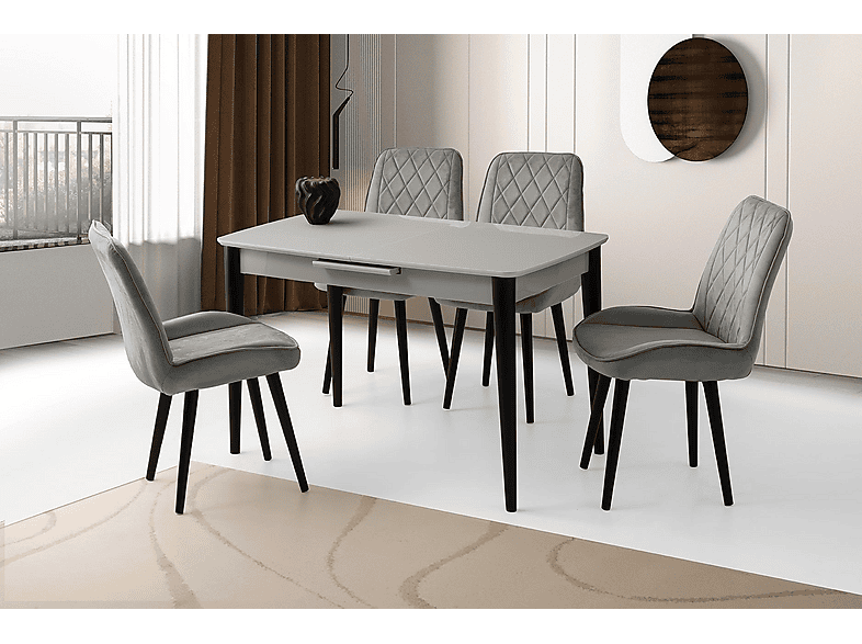 SWEET HOME MASA SANDALYE Milano MDF Ortadan Açılır 4 Adet Fulya Masa Sandalye Takımı