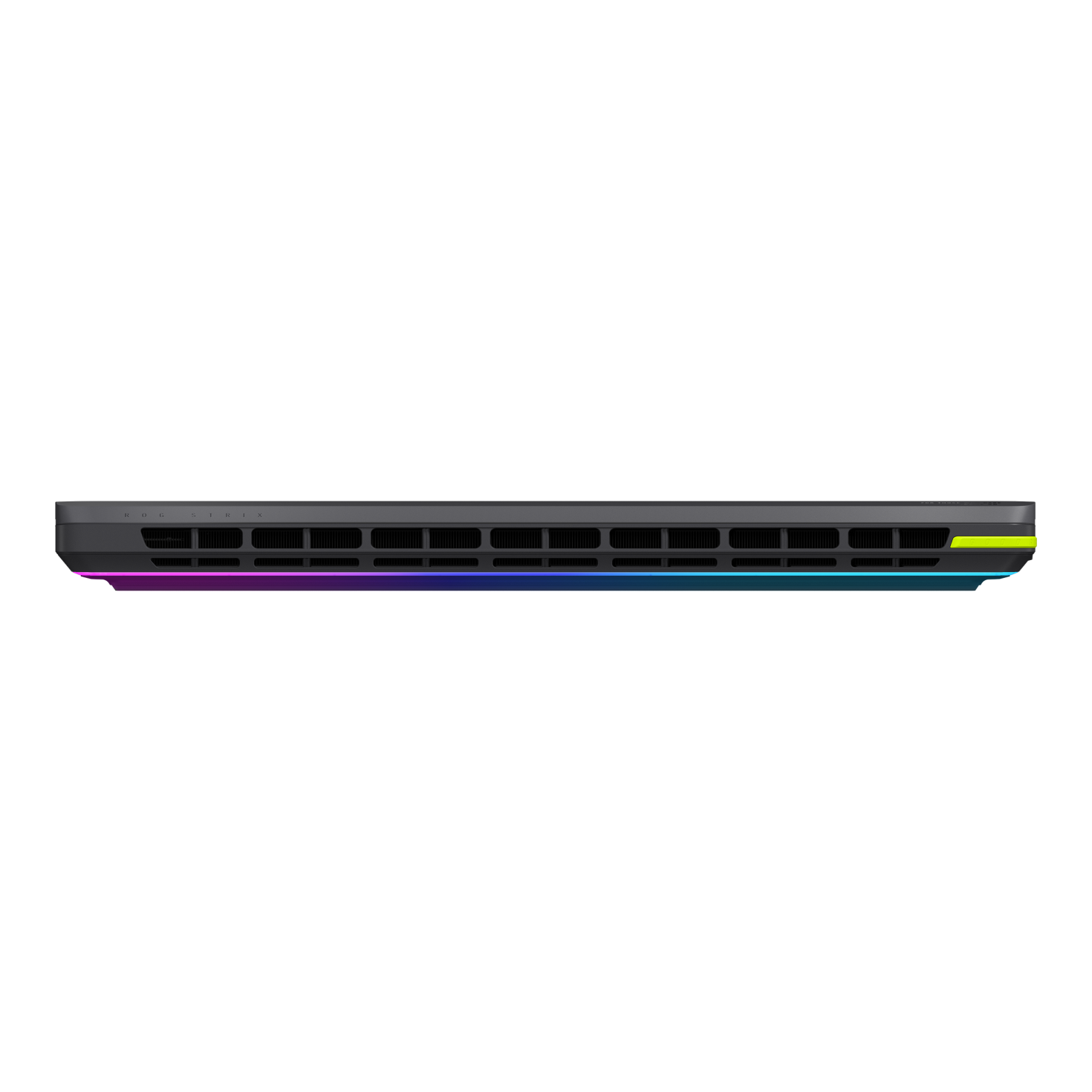 Scocca grigia per laptop con fessure di ventilazione e illuminazione RGB.