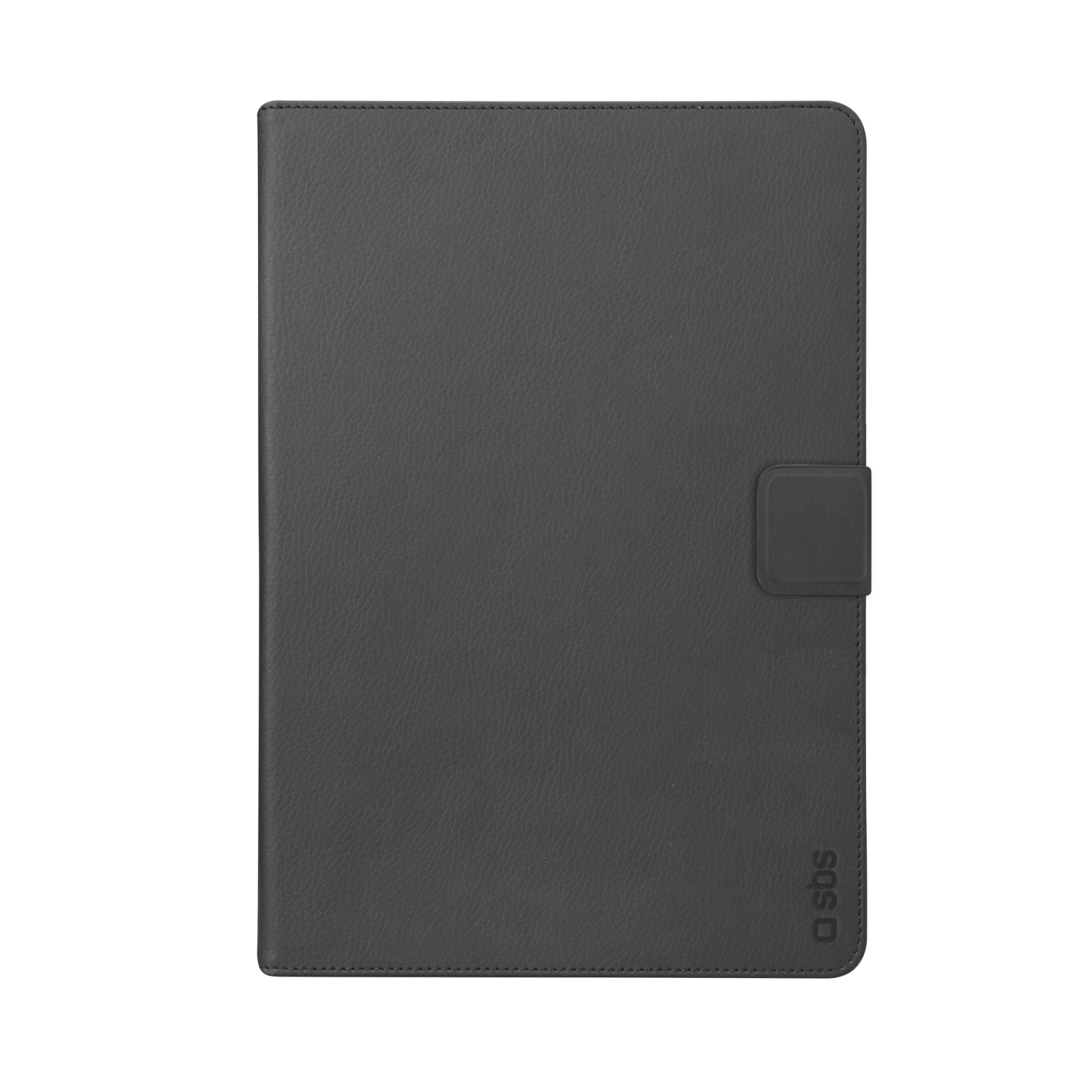 Custodia grigio scuro per tablet con chiusura a scatto e logo SBS.