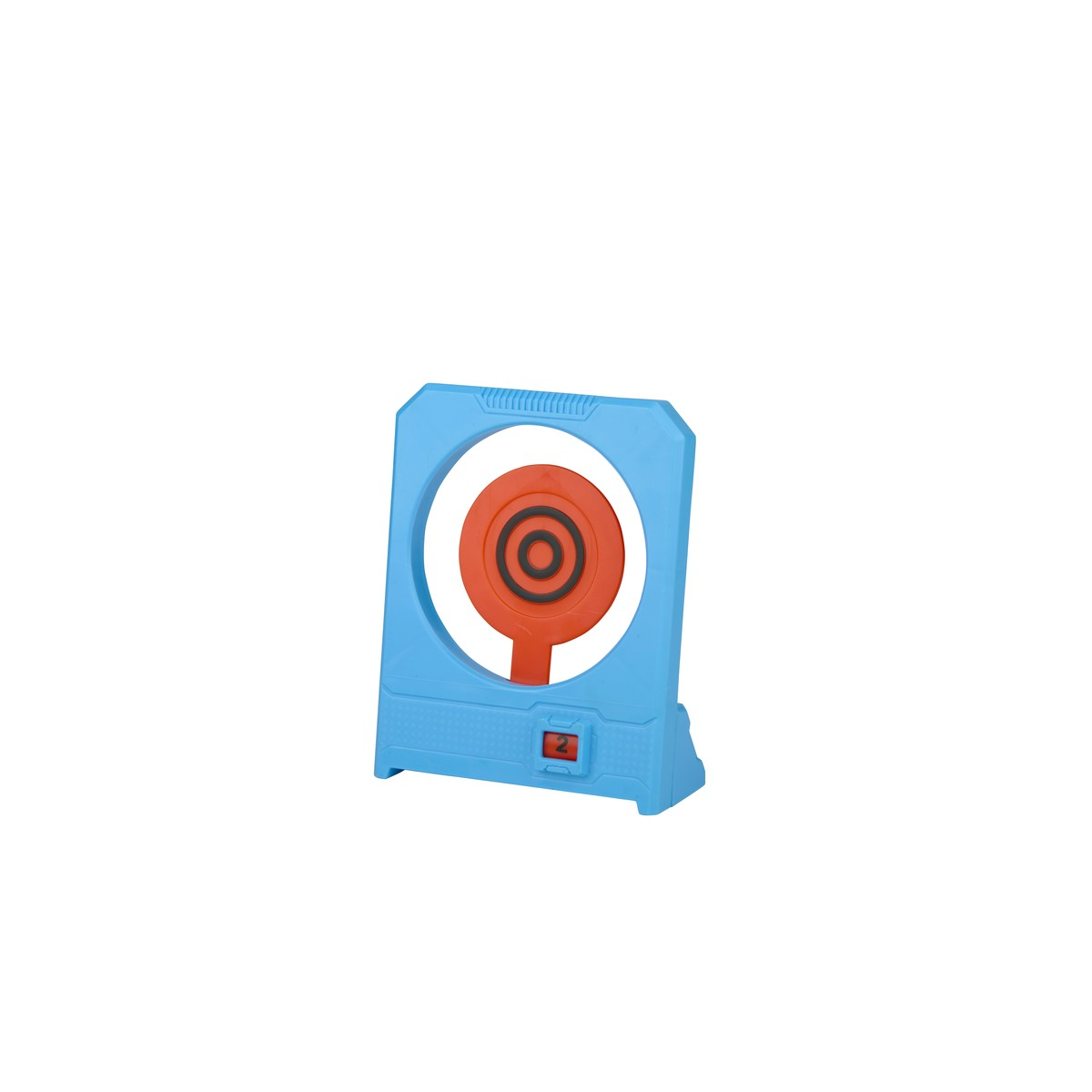 A blue target with red circles and a number 2.