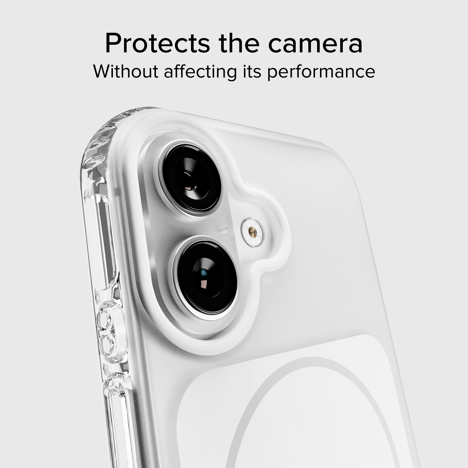 Funda transparente protege la cámara de un smartphone.