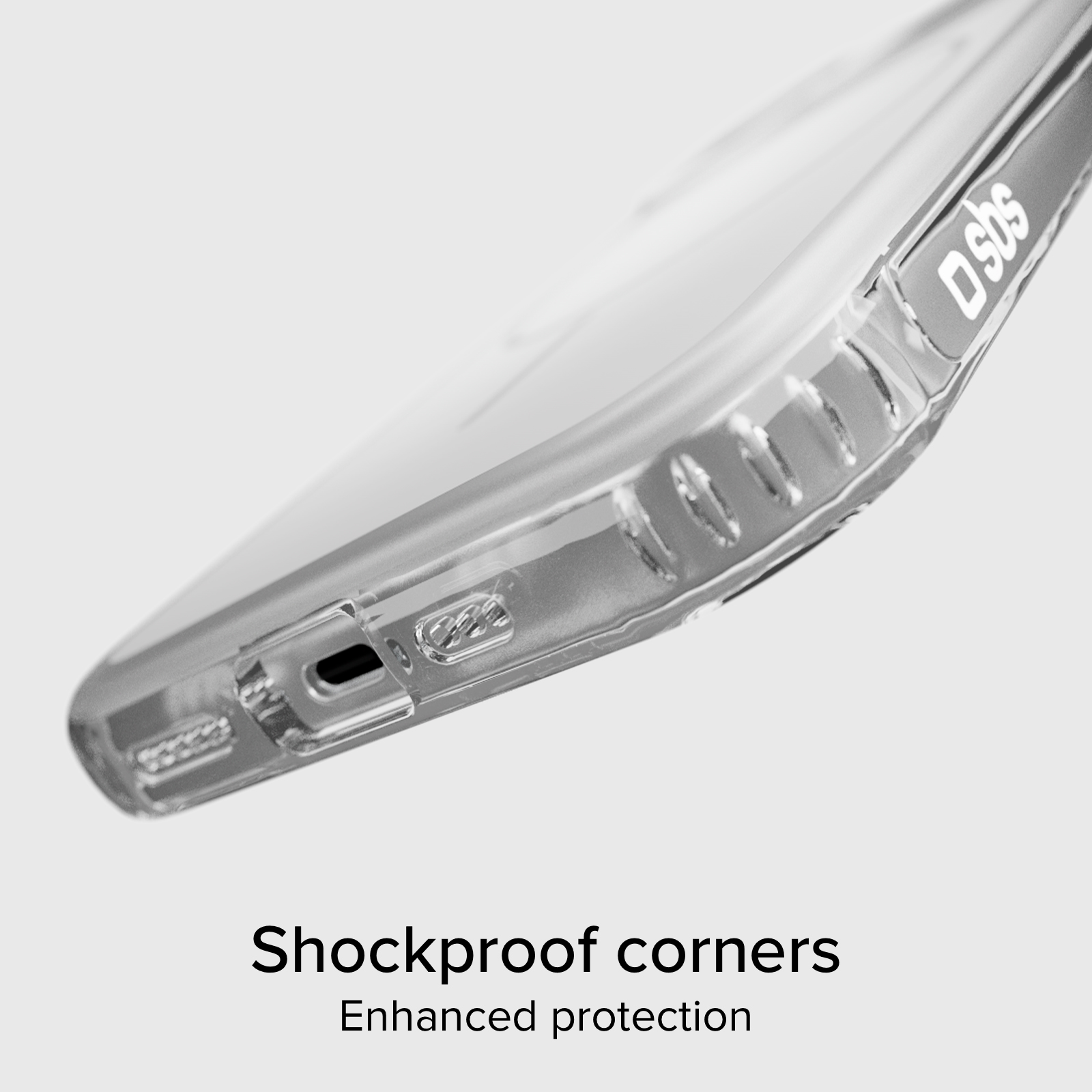 Funda transparente para teléfono con esquinas a prueba de golpes.