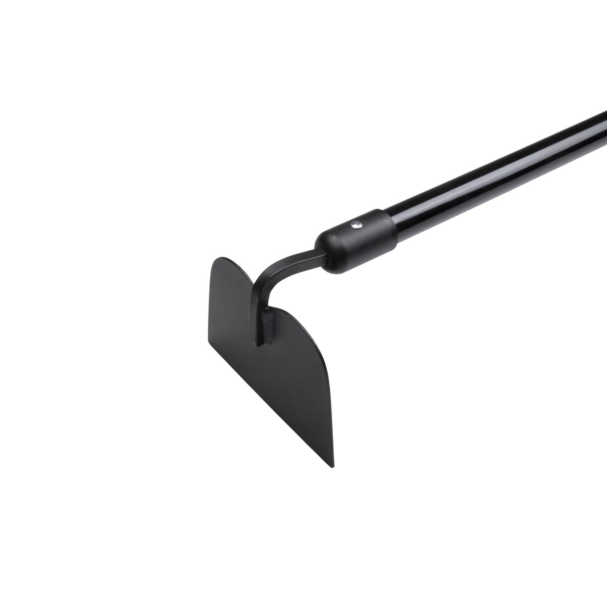 Black hoe with a black handle on a white background.