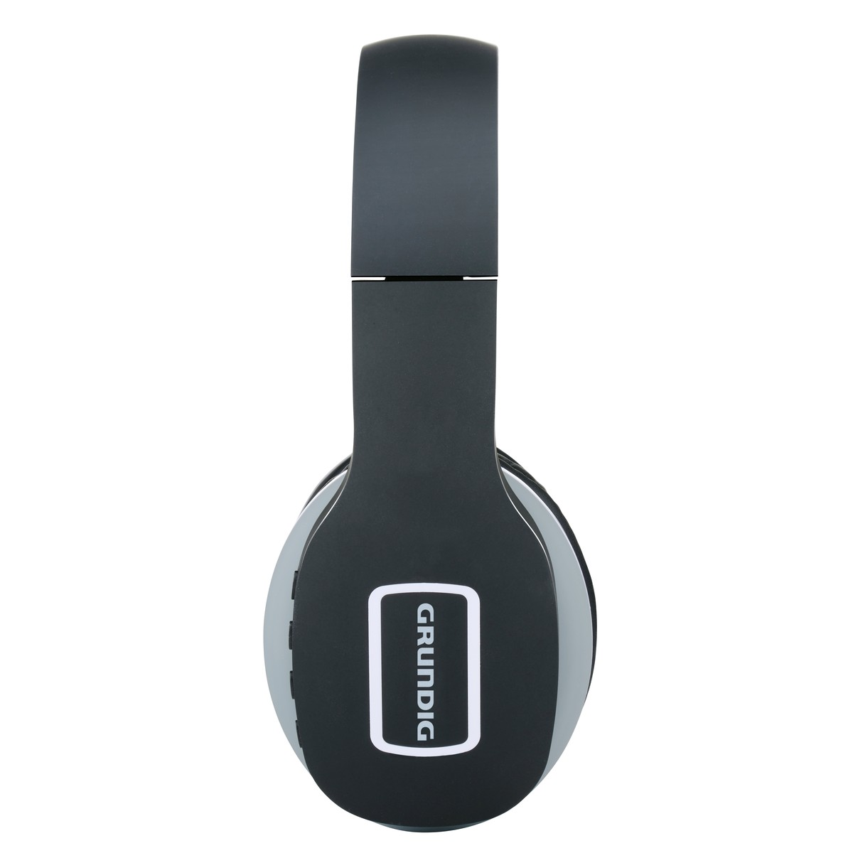 Dunkelgraue Kopfhörer mit dem GRUNDIG-Logo auf weißem Hintergrund.