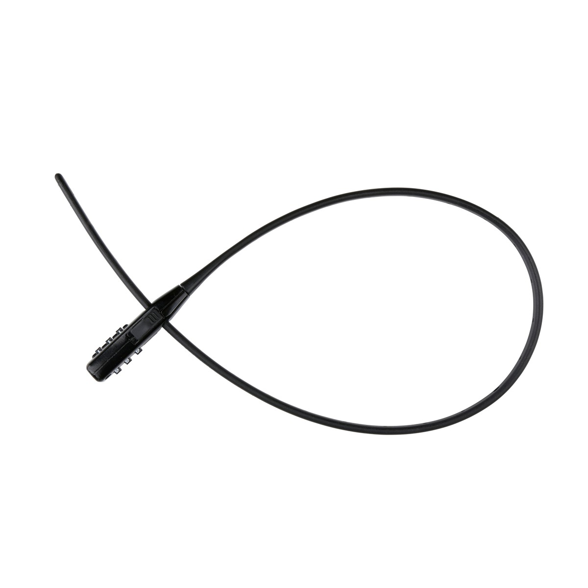 A black cable with a connector and slot.