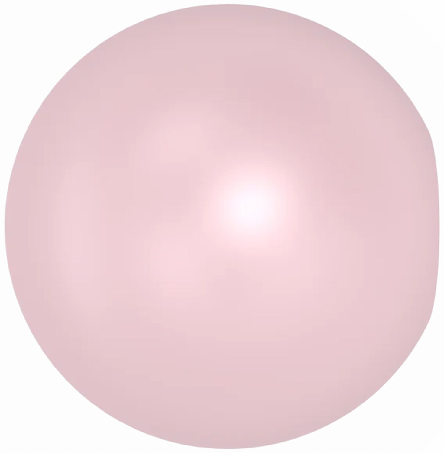 Een grote, lichtroze bol met highlights op een witte achtergrond.