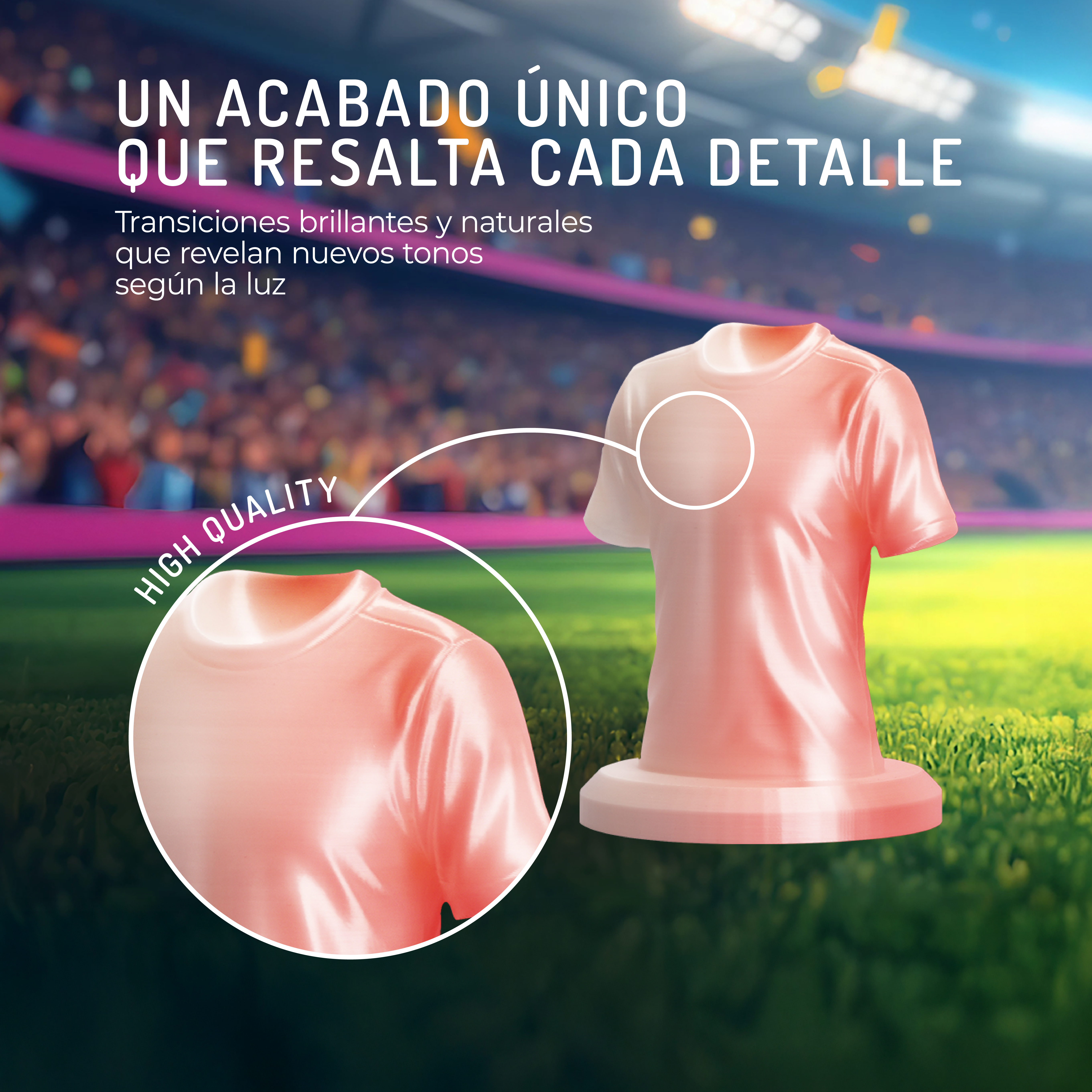 Acabado único con transiciones brillantes y naturales que revelan nuevos tonos.