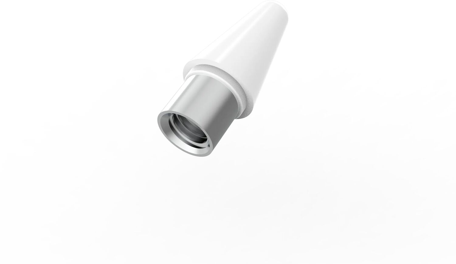 Een witte punt met een zilveren schroefconnector, geïsoleerd op wit.