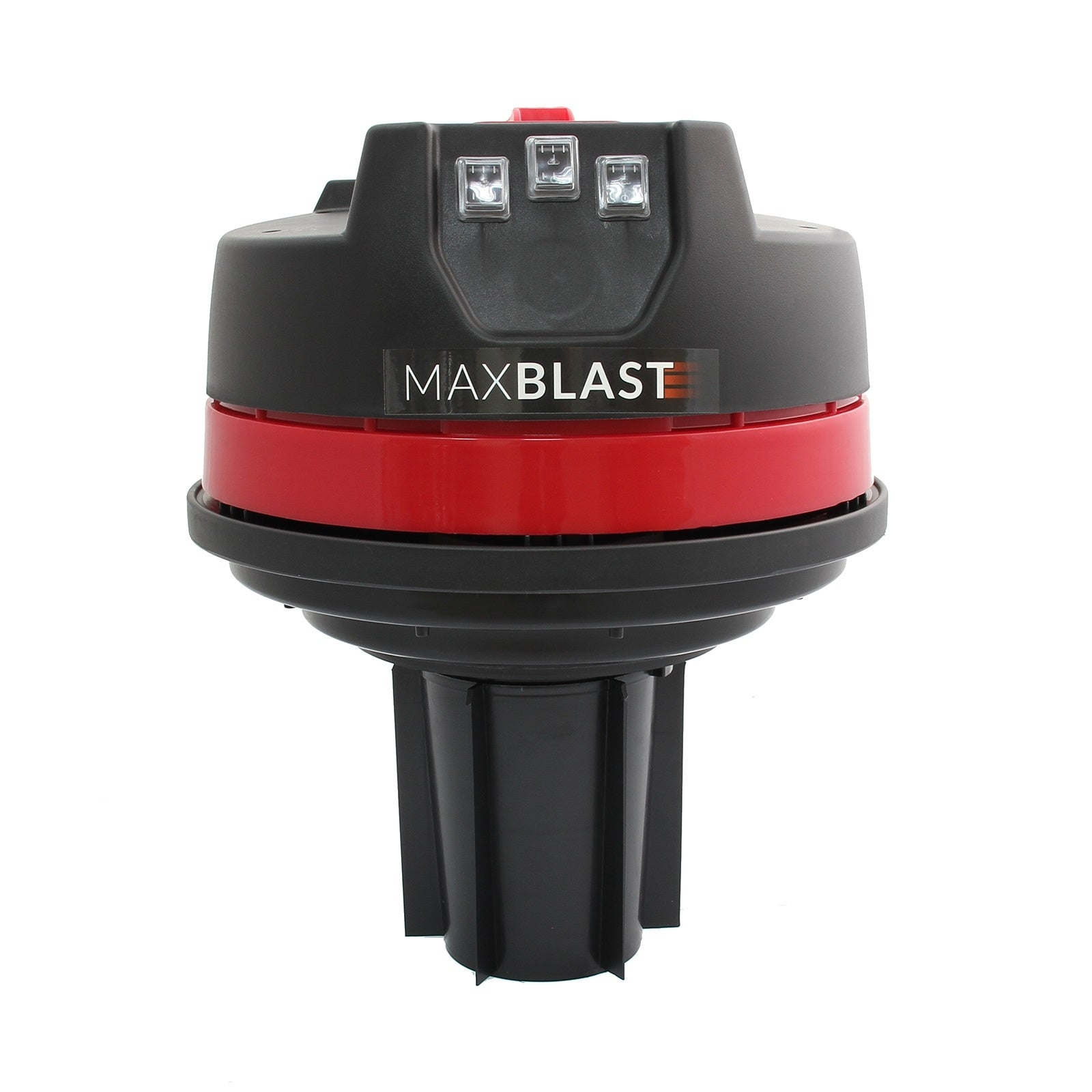 Soplador MAXBLAST negro y rojo con tres luces arriba.